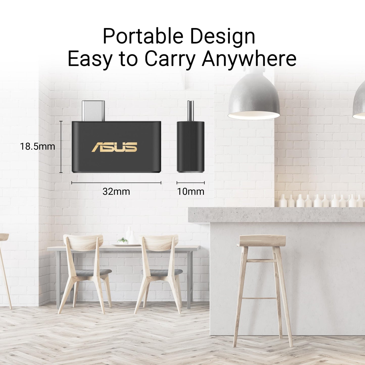 ASUS Tri-Band BE6500 WiFi 7 Mini USB Adapter (6GHz Band, Supports 4096-QAM, Plug and Play, Type-C USB 3.0, Compatible with Windows 10 & 11) - USB-BE93