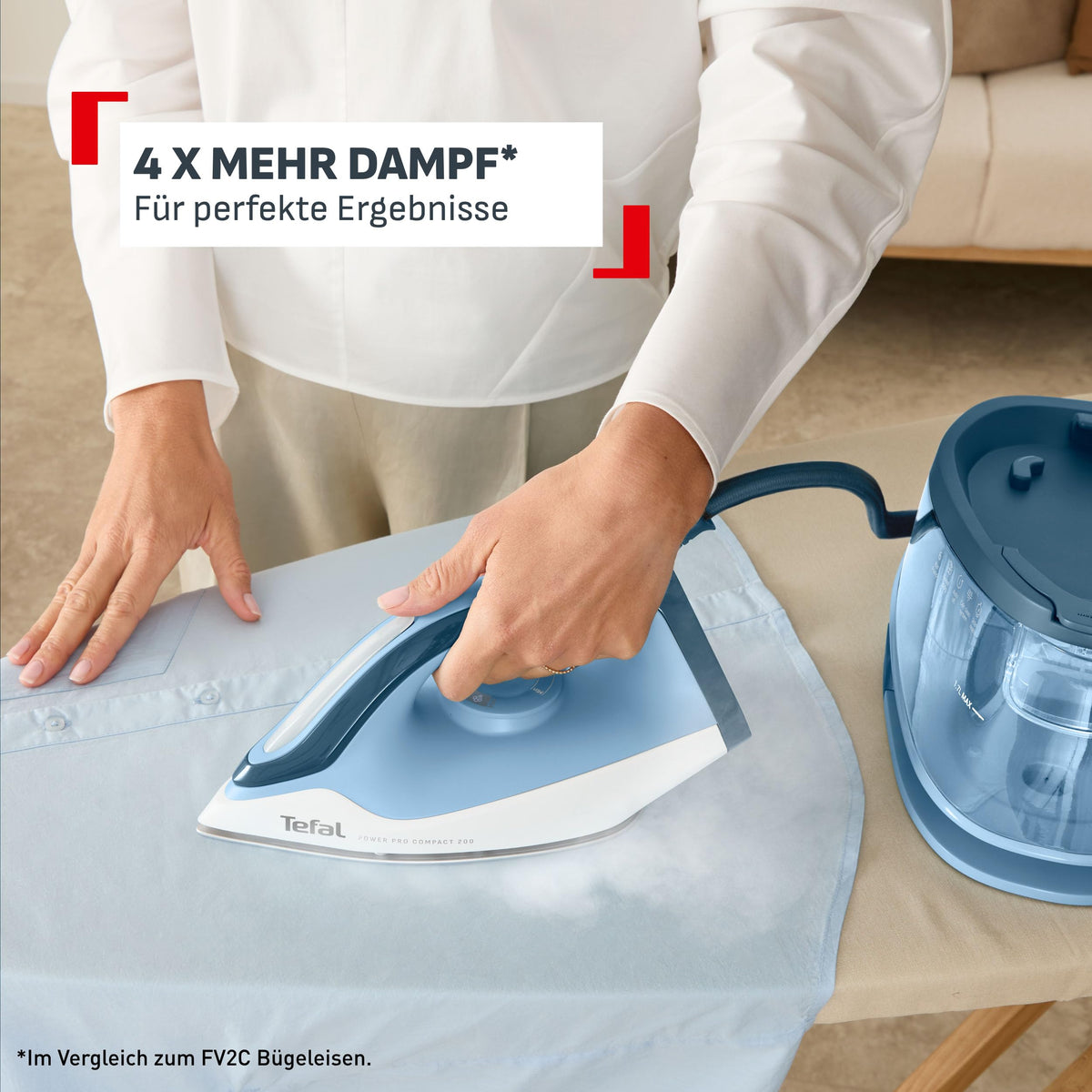 Tefal Power Pro Compact 200 Stație de călcat cu aburi, 2400 W, ușoară și compactă - SV6210E0