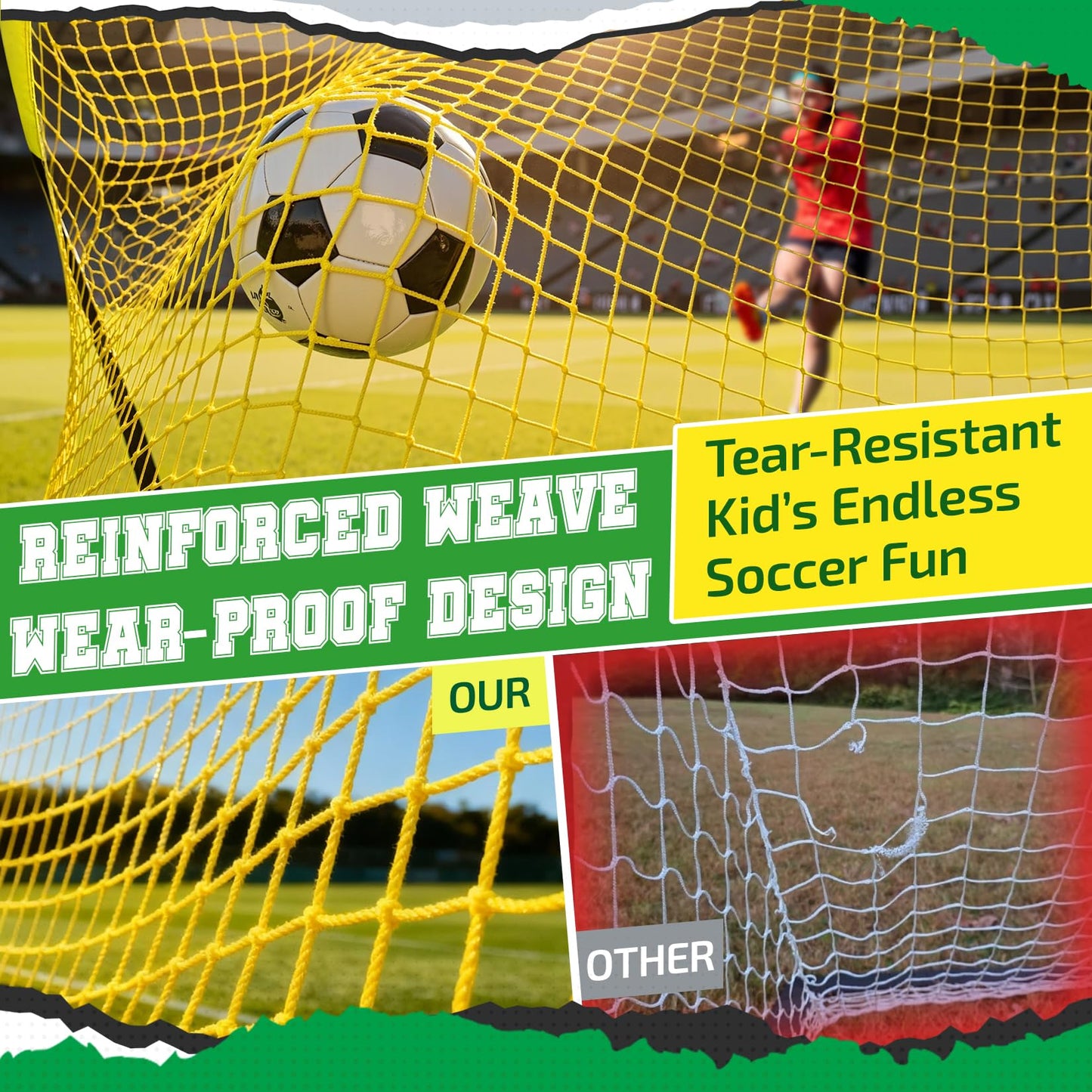 Happy Jump Pop-Up Football Goal - 213x152 cm, 1 goal, black yellow | Foldable Fiberglass Goal for Kids & Adults | Ideal for gardens and parks - 100009