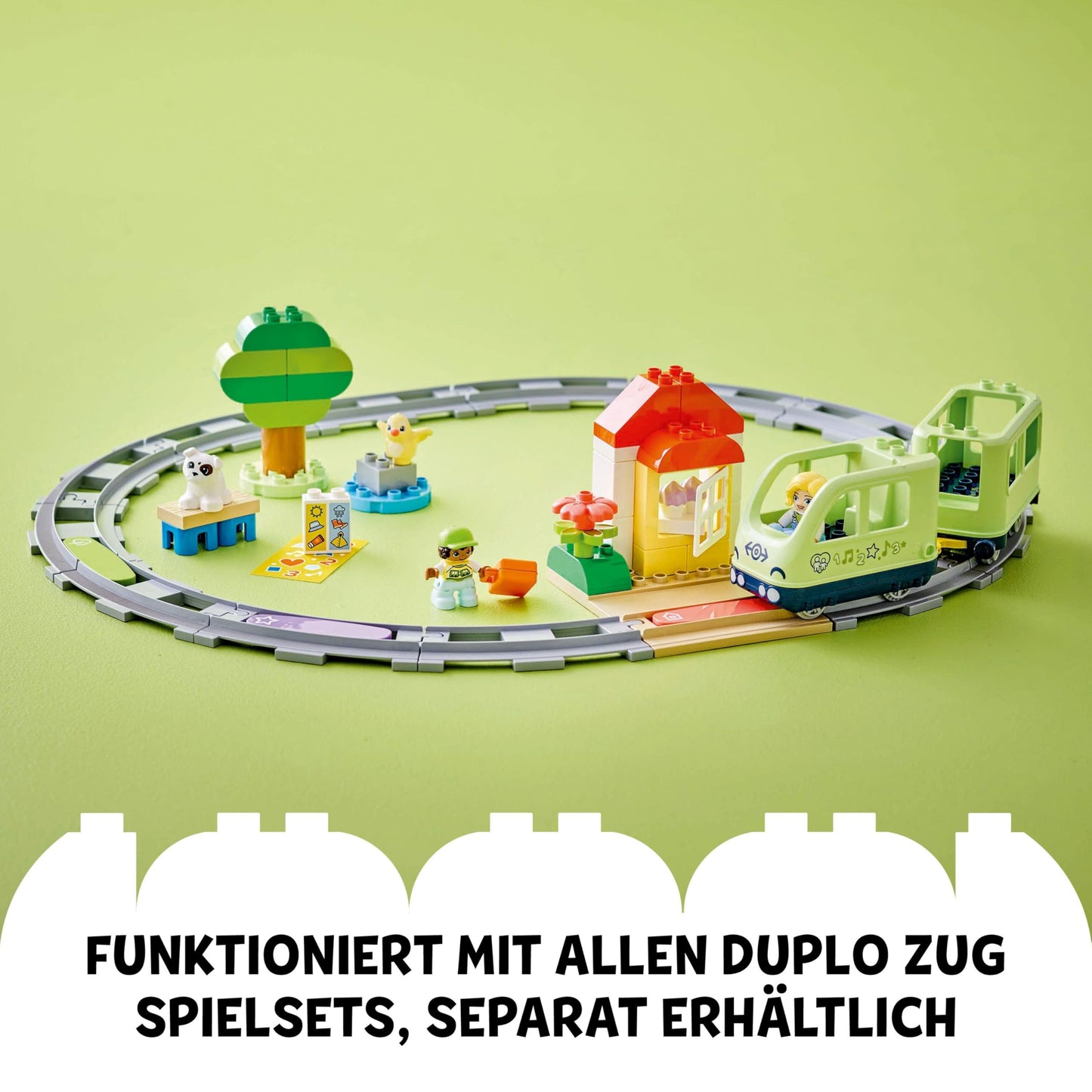 LEGO DUPLO Interactive Adventure Railway - educational toy for toddlers aged 2 and up - 14 track pieces, action bricks with sounds and 4 toy figures - gift idea for boys and girls - 10427