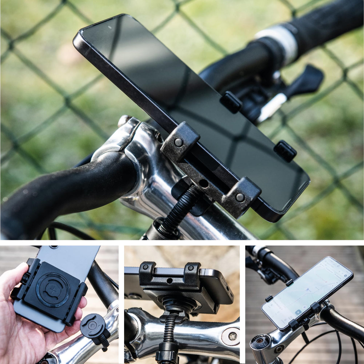 SP CONNECT Bike Phone Mount | SPC+ | Universal Phone Holder for Bicycle Handlebars | Motorcycle Phone Mounts for all Smartphones like iPhone Samsung | Mountain Bike Road Bike Phone Holder - 53906