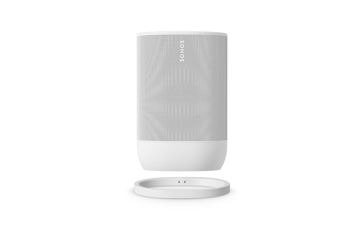 Sonos Move 2 | Portable WiFi Speaker with WiFi, Bluetooth, compatible with Amazon Alexa, at least 24 hours battery life and wireless charging station - White - MOVE2EU1