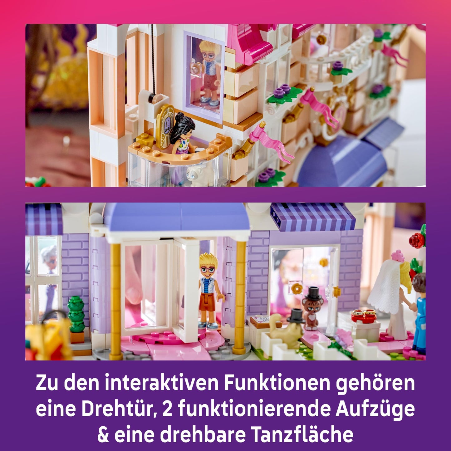 LEGO Friends The Grand Hotel of Heartlake City - Miniature model with 6 minifigures, 2 animal figures & accessories - Children's room decoration - Gift idea for girls aged 9 and up - 42704