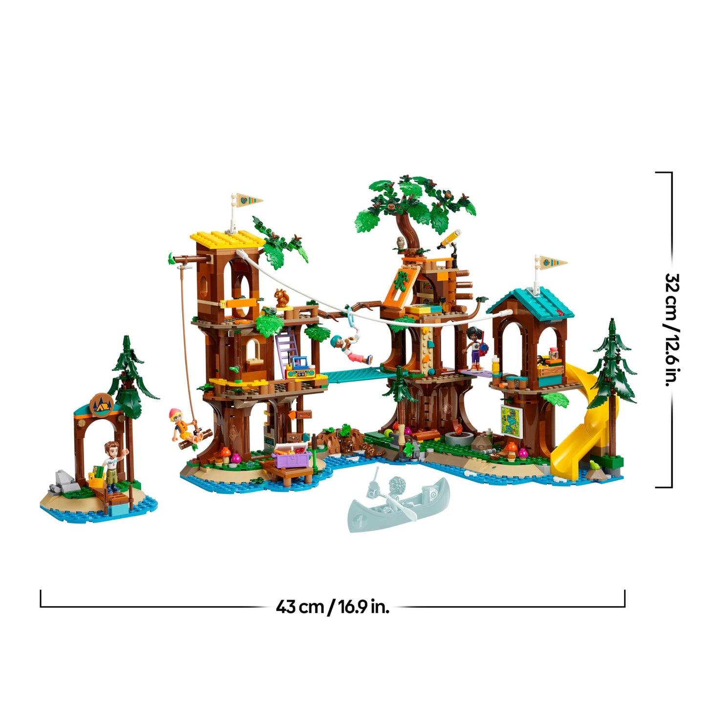 LEGO Friends tree house in the adventure camp, play set for girls and boys aged 8 and over with 5 toy figures and 5 animals, gift idea for creative play, sports toy, dollhouse 42631