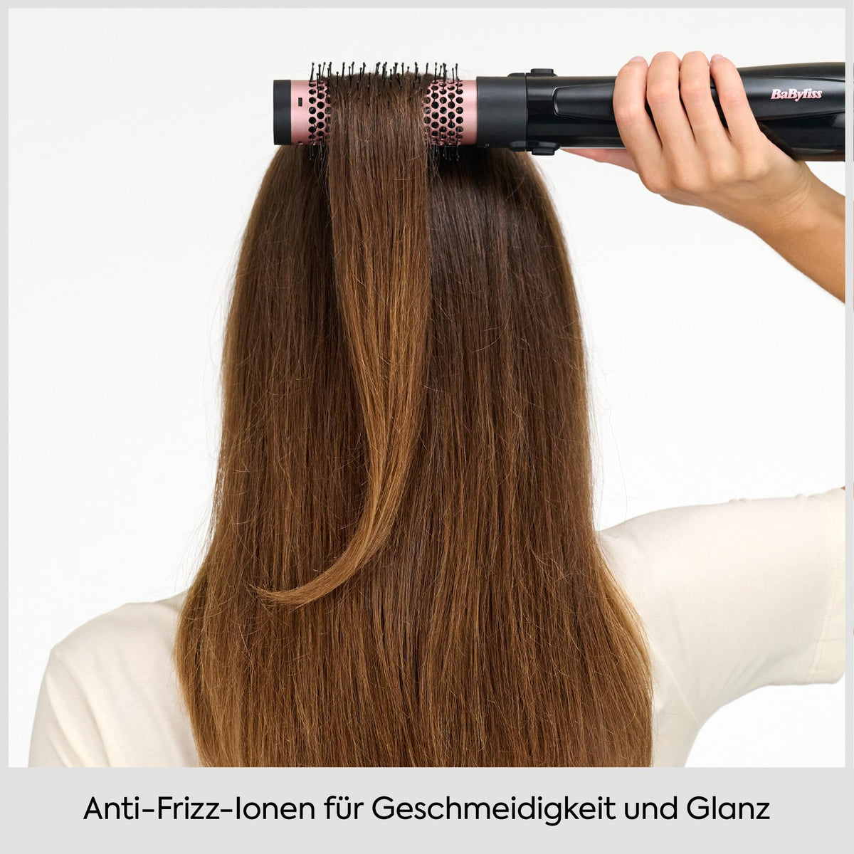 BaByliss Perfect Finish - perie de uscare cu aer cald de 1000W. 3 accesorii pentru îndreptare, volum și modelare, 2 setări de temperatură + nivel rece, tehnologie cu ioni pentru anti-frizz, negru, AS126E