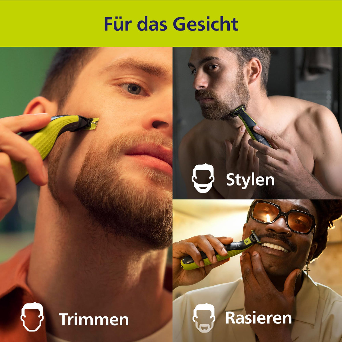 PHILIPS OneBlade 360 Face & Body - electric shaver, trimmer & body groomer, 3x 360 blades, 3x trimming attachments (1/3/5 mm), 2x body attachments, wet & dry shaving for face & body (QP2824/31)