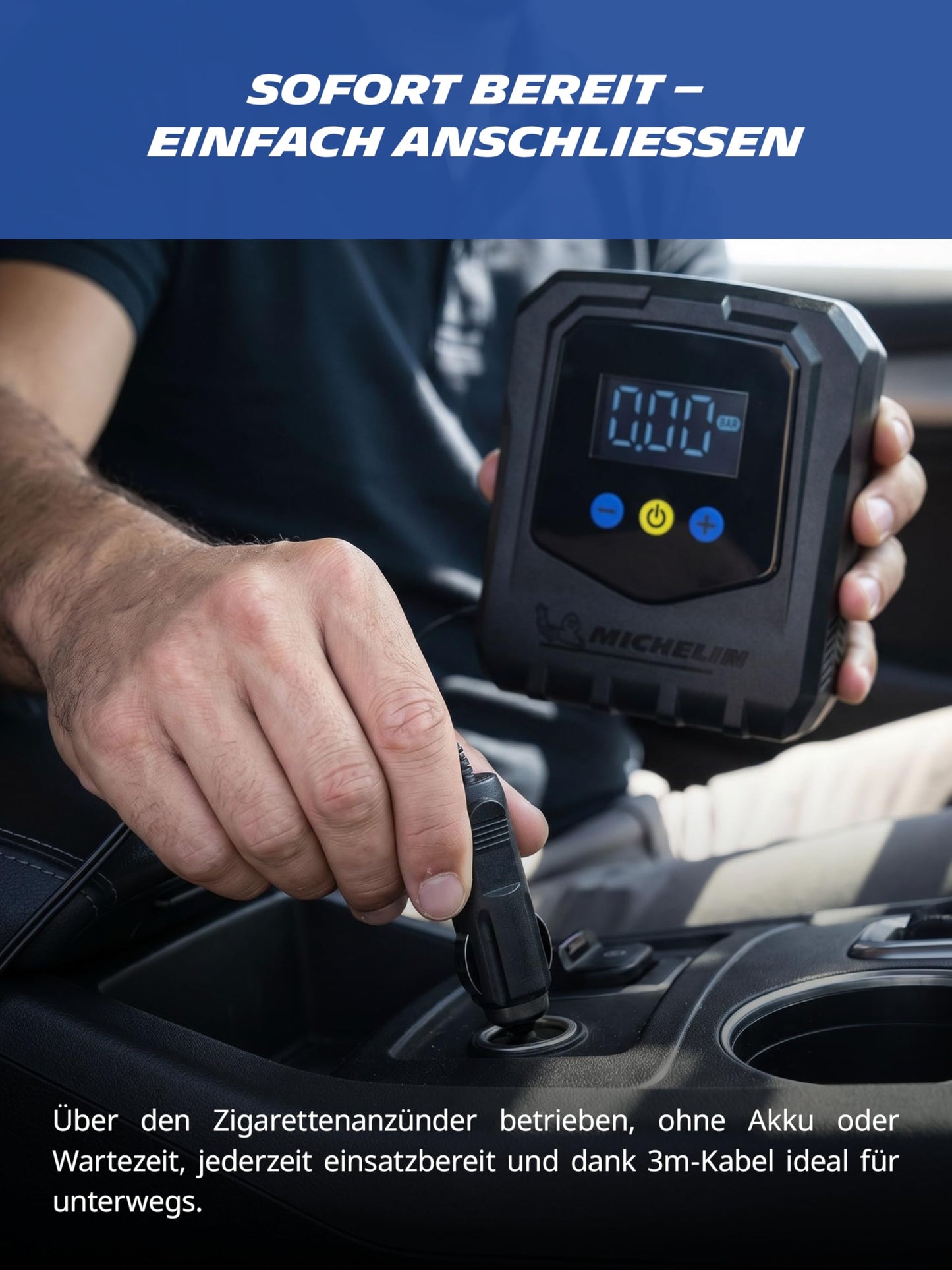 MICHELIN Air Power Easy 12V compressor digital display auto-stop up to 8.3 bar - 61011