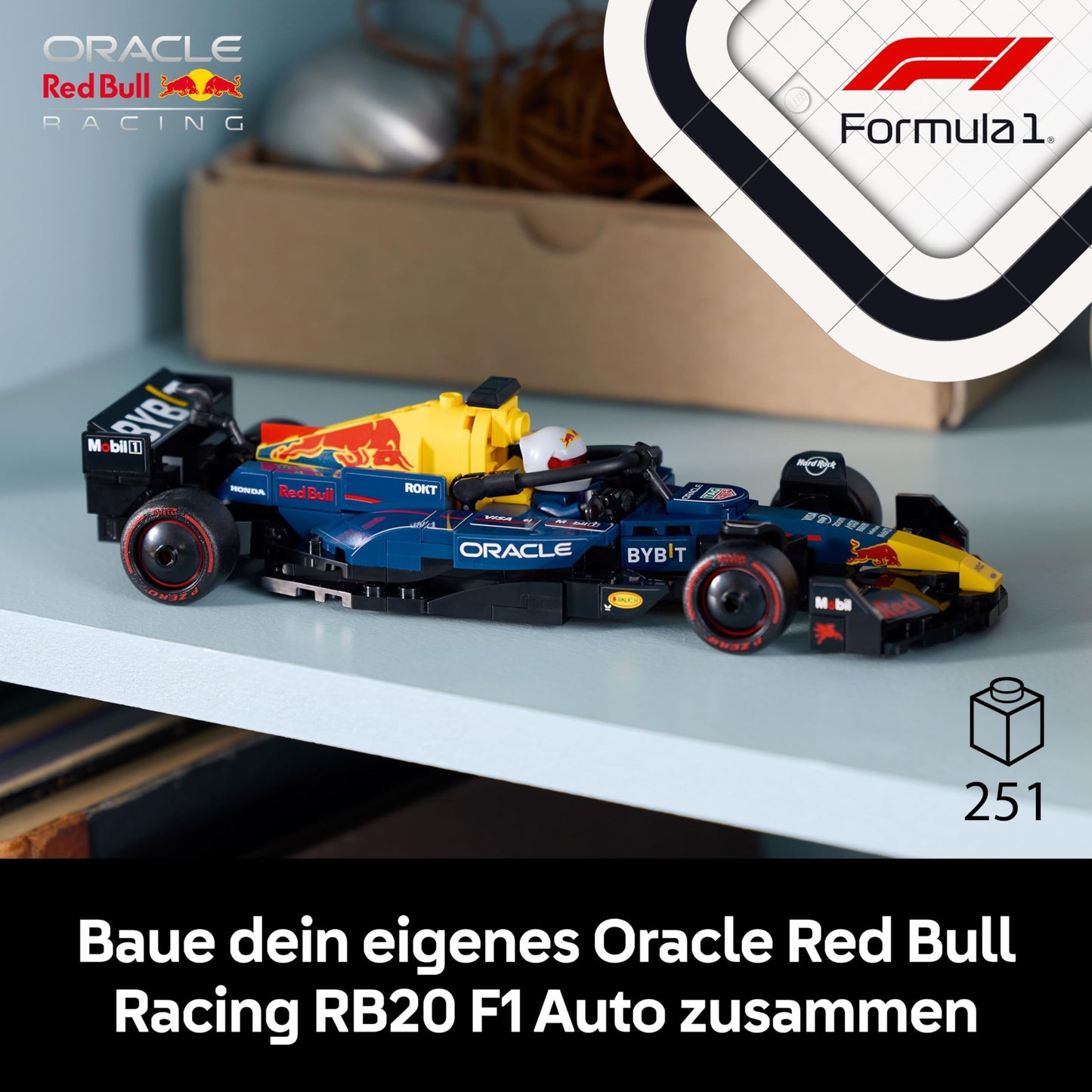 LEGO Speed Champions Oracle Red Bull Racing RB20 F1 racing car - model for adults with Formula 1 minifigure to collect - display piece and gift for fans of motorsports & racing cars 77243