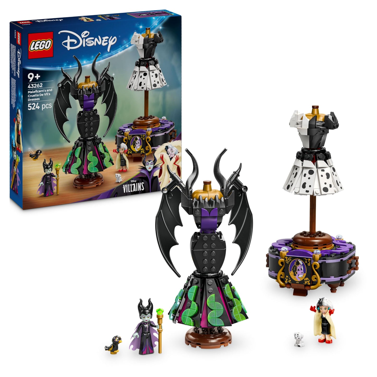 LEGO ǀ Disney Villains The Clothes of Maleficent and Cruella De Vil - Toys for Boys and Girls from 9 Years - Includes 2 Mini Dolls & 2 Animal Figures - Birthday Gift for Fans 43262