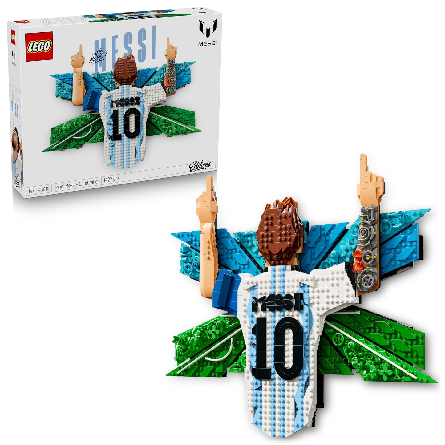 LEGO Editions Lionel Messi - goal celebration - 3D DIY wall picture set - DIY decoration for children - football gift for teenagers aged 14 and over, girls, boys and adult sports fans - 43018