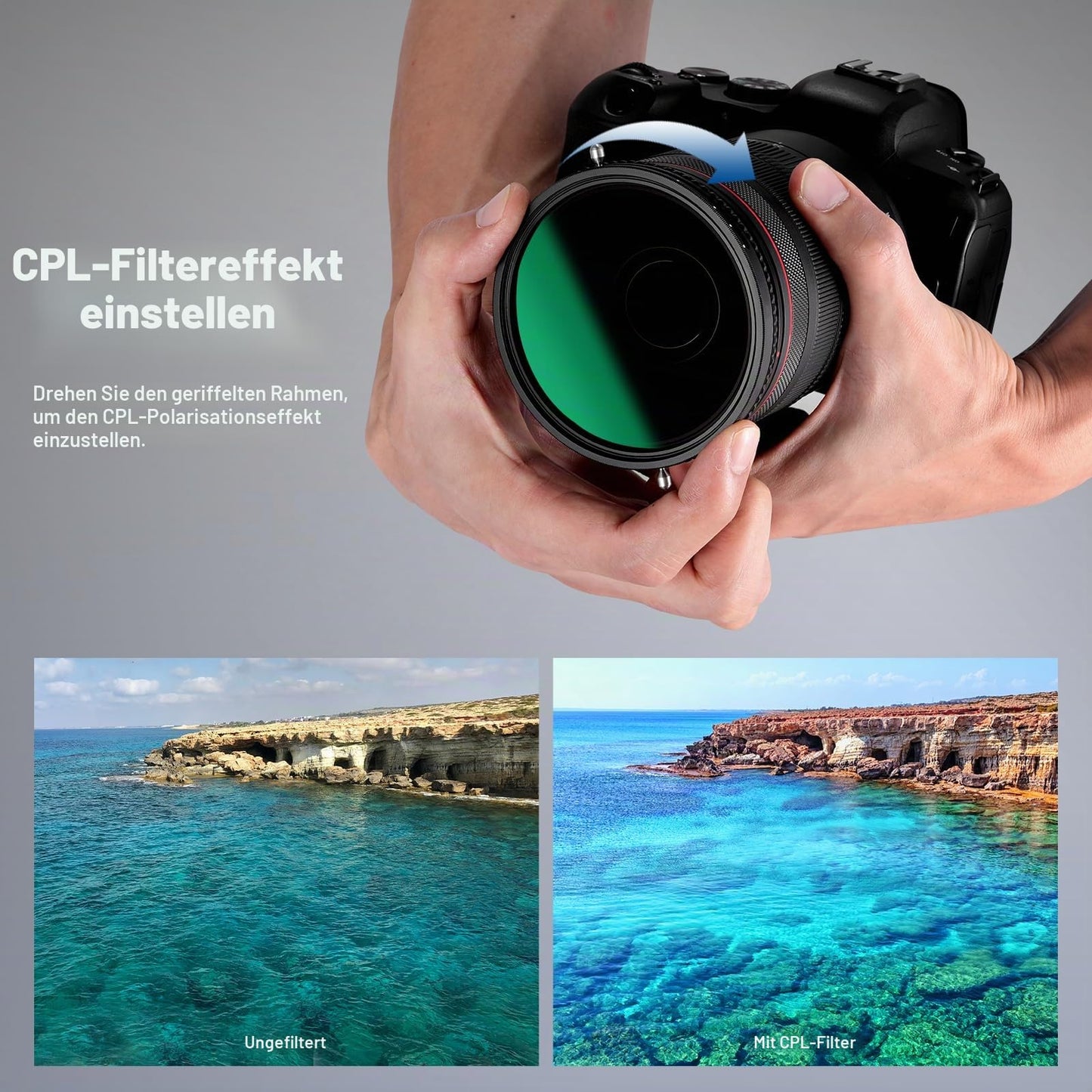 NEEWER 2-in-1 52mm Variable ND Filter ND2-ND32 & CPL Filter (Circular Polarizing Filter), No X-Cross/30 Layer Nano Coating/HD Optical Glass/Ultra Thin Frame - 10102085