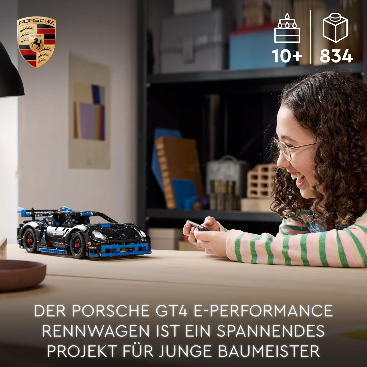 LEGO Technic Porsche GT4 e-Performance racing car, remote-controlled speedster, interactive model car, gift for children, building toy for ages 10 and up 42176