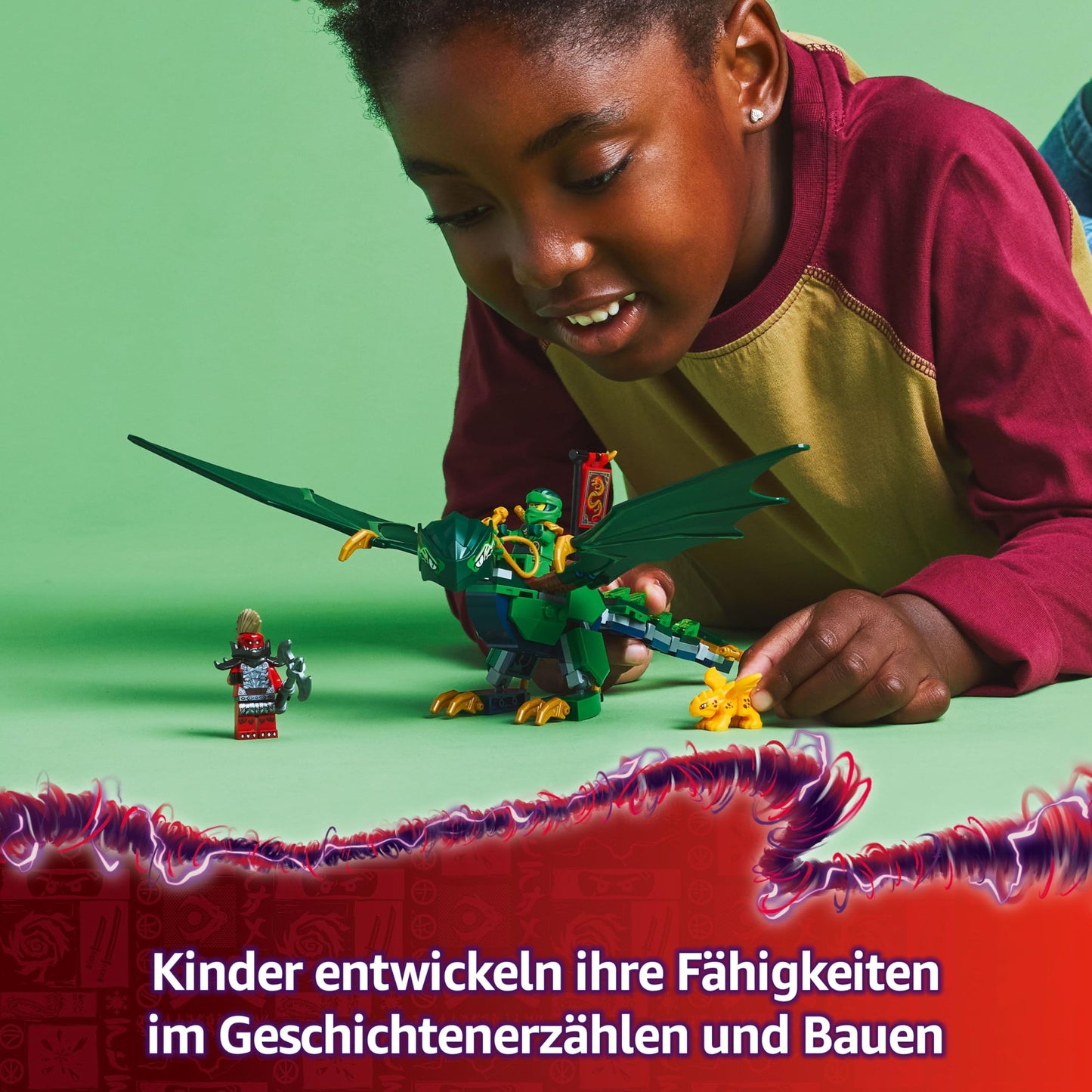 LEGO NINJAGO Lloyd's green forest dragon - toy dragon with 2 minifigures - dragon figure with movable tail, neck, legs and wings - gift idea for boys and girls aged 6 and over 71829