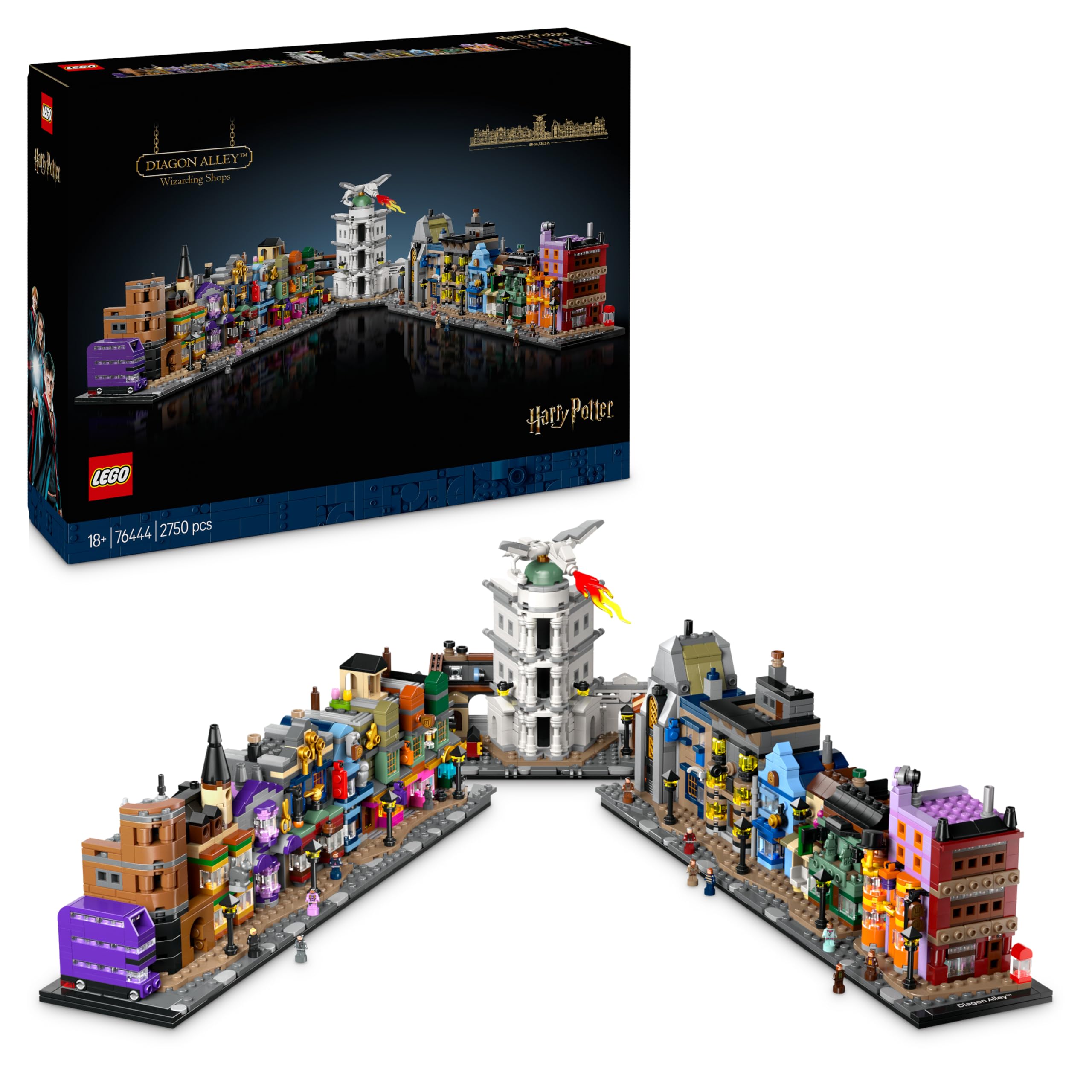 LEGO Harry Potter The Magic Shops of Diagon Alley - Miniature Street to Display - 12 Collectible Microfigures Including Harry Potter, Draco Malfoy, Hermione Granger - Gift for Adults 76444