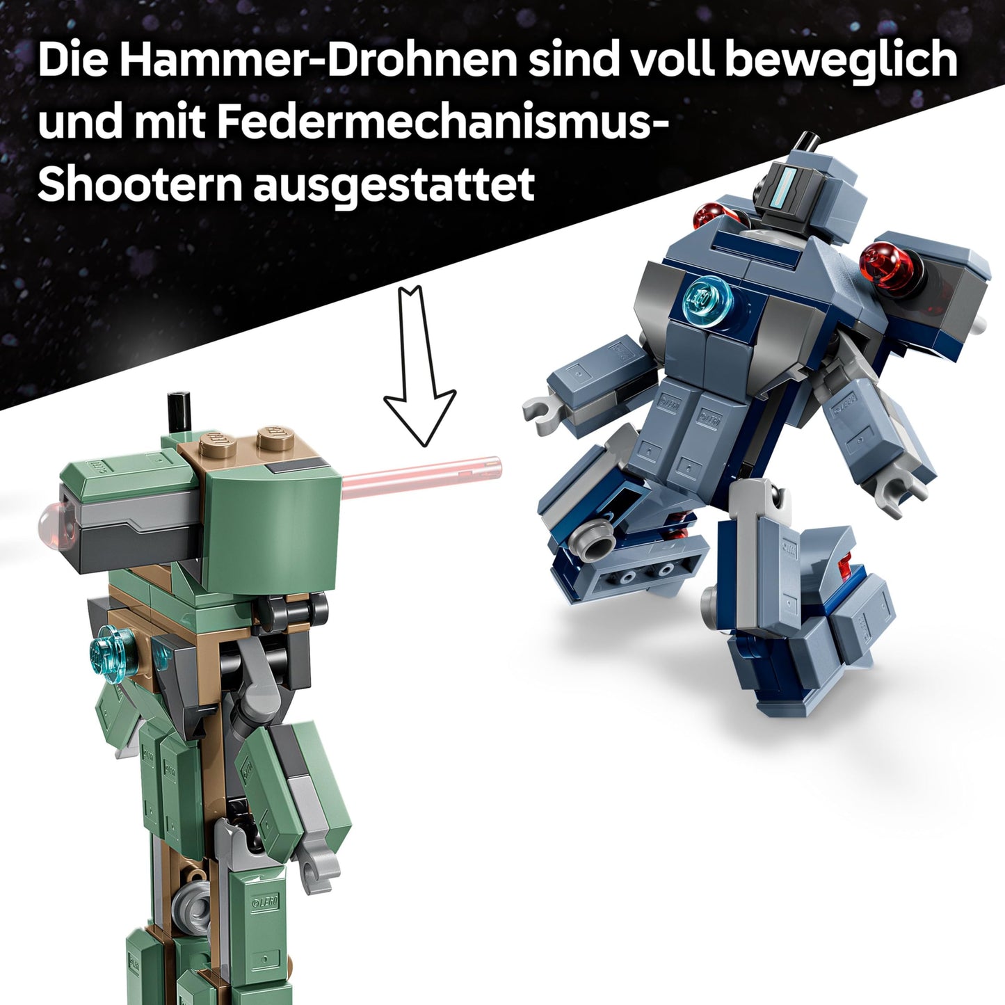 LEGO ǀ Marvel Iron Man & War Machine vs. Hammer Drones - Building Toy with 2 Minifigures & 2 Action Figures with Stud Shooters - Super Hero Gift for 7+ Year Old Boys - 76320