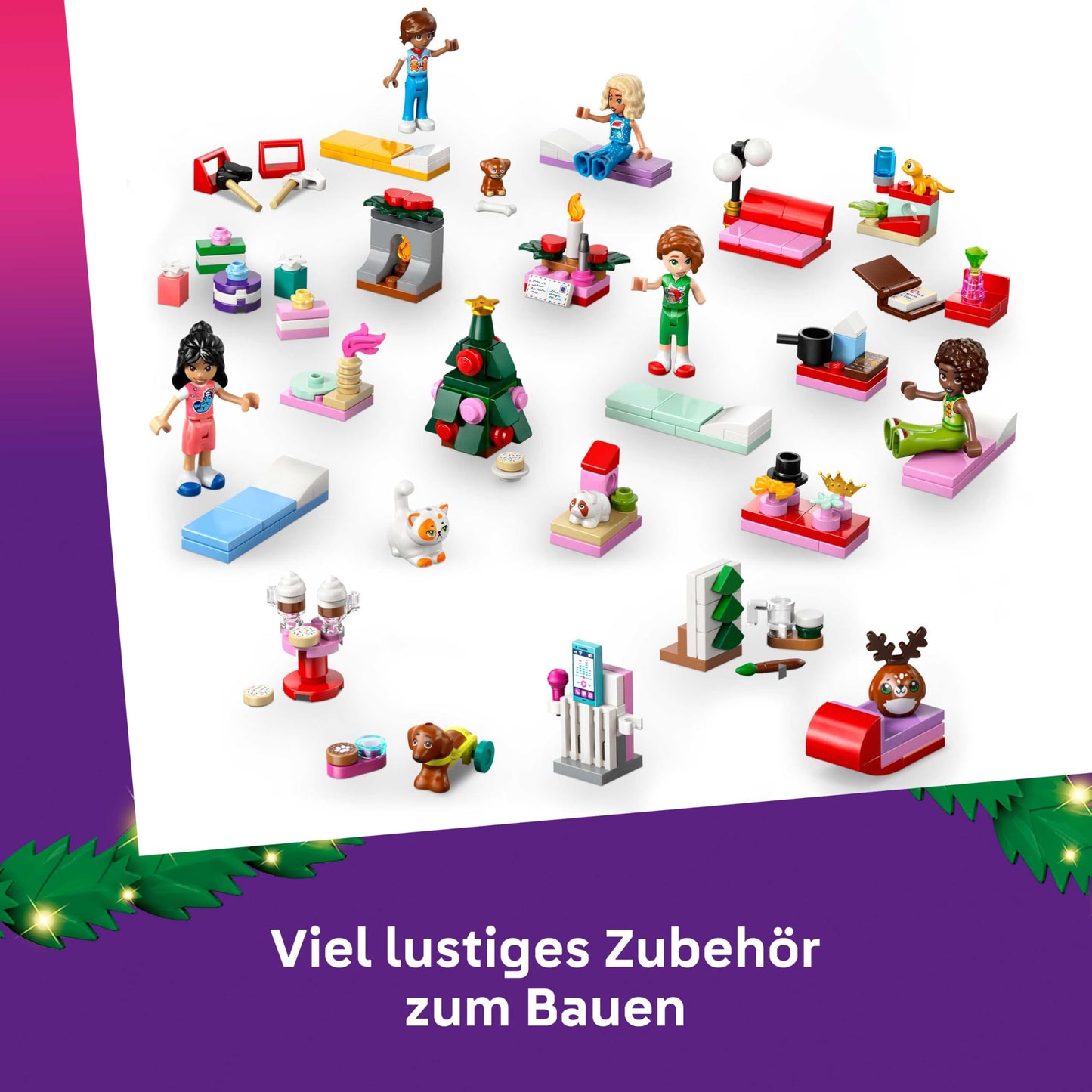 LEGO Friends Advent Calendar 2025 - Christmas toy with 24 surprises including 5 minifigures, 5 animal figures and lots of accessories - children's gift for girls and boys aged 6 and over - 42668