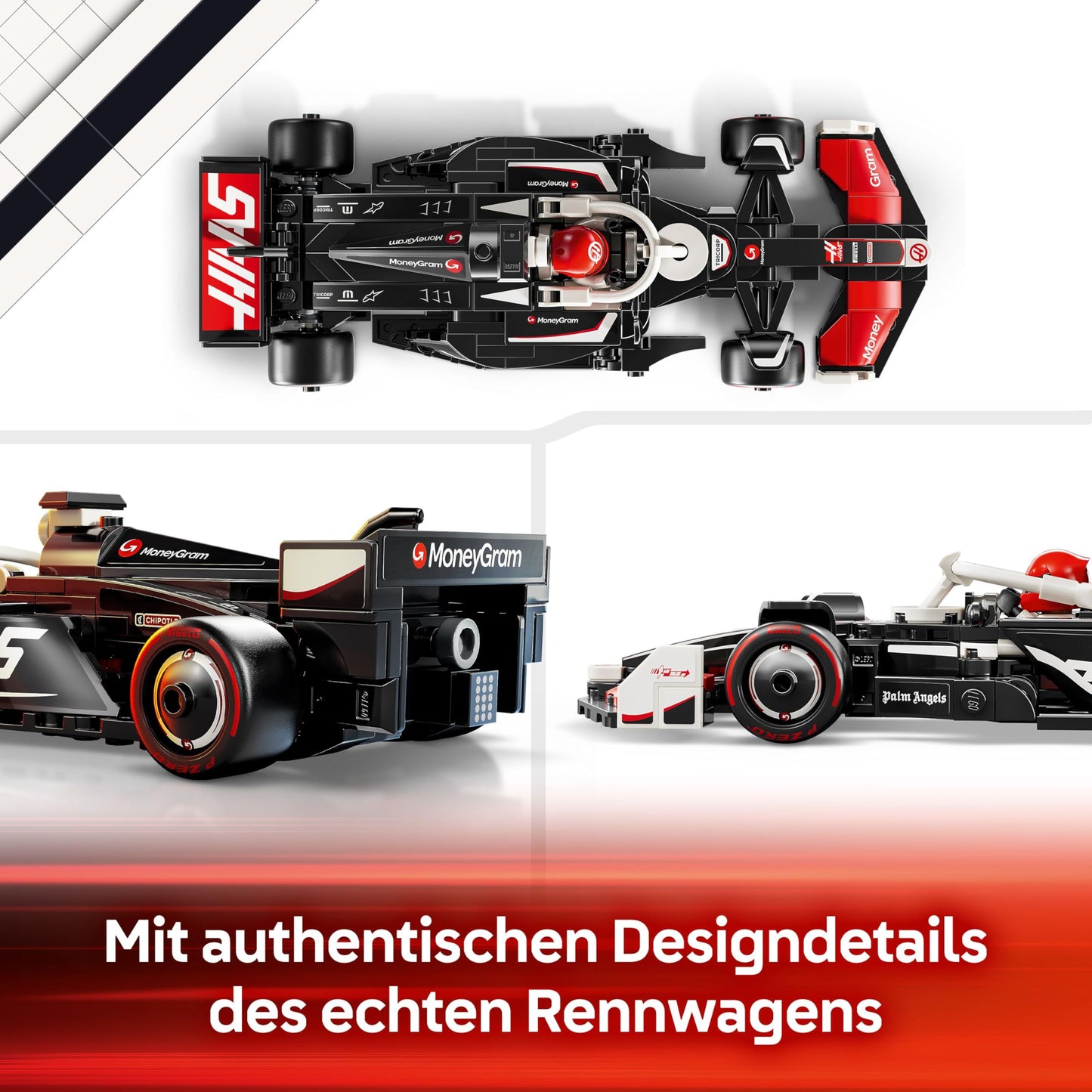 LEGO Speed Champions MoneyGram Haas F1 Team VF-24 racing car - toy with Formula 1 minifigure to collect - model and gift for boys and girls aged 10 and over and adult motorsport fans 77250