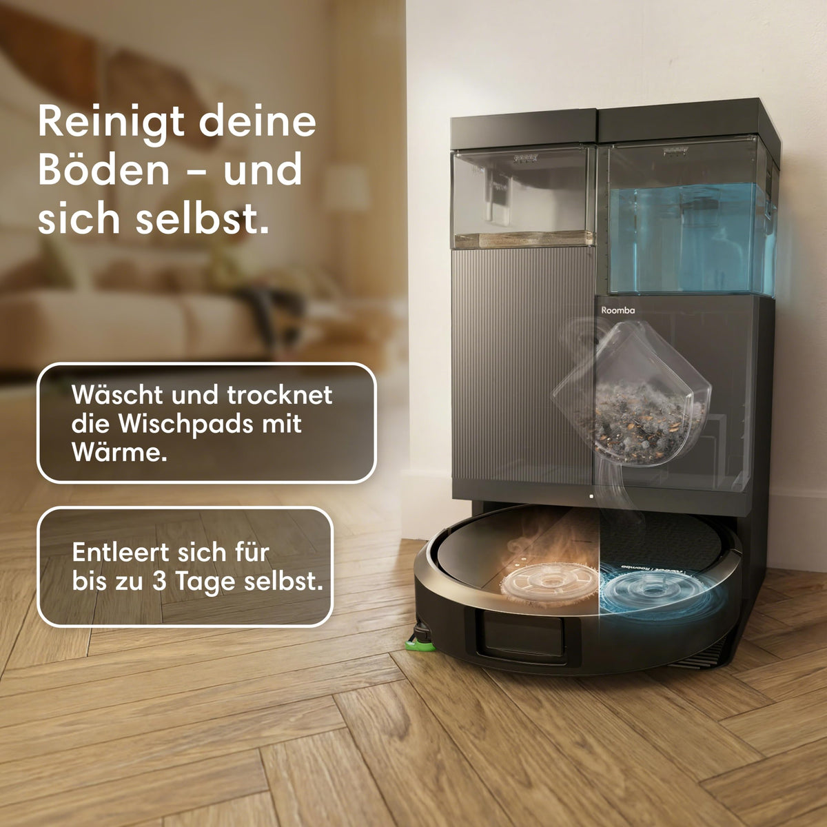 iRobot Roomba Plus 415 Saugroboter, AutoWash Basis, Rotierende Wischtücher - G285040