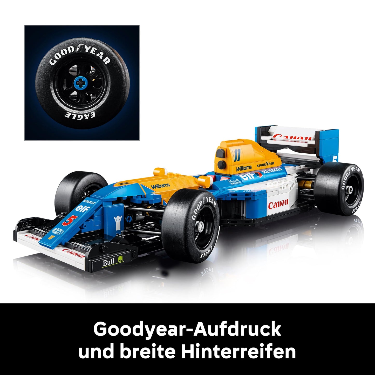 LEGO Icons Williams Racing FW14B with Nigel Mansell - F1 model car set with racing driver minifigure to collect - desk decoration with stand - gift for adults and young motorsport fans 10353