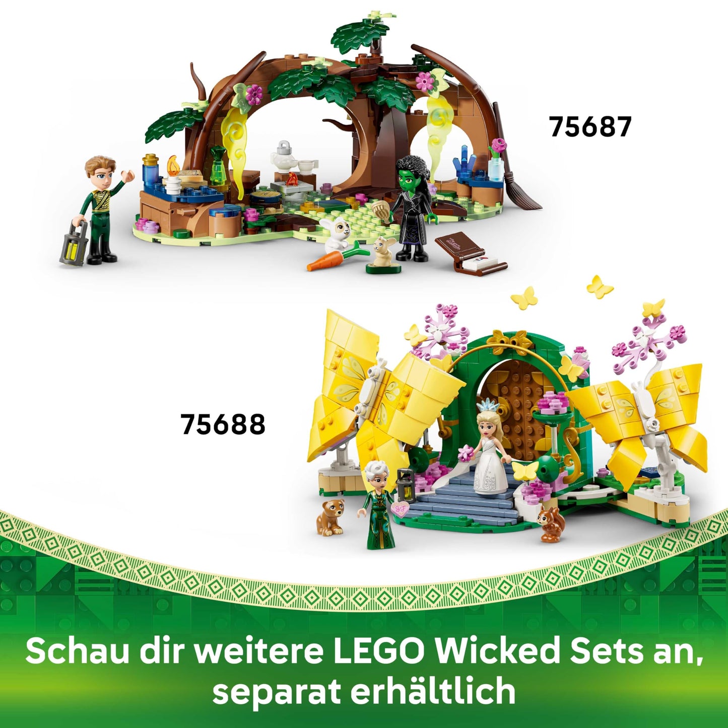 LEGO Wicked Emerald City & Kiamo Ko Castle - creative toy with Elphaba & Glinda minifigures as well as a MONKEY & accessories - children's gift for girls, boys and film fans aged 9 and up - 75689