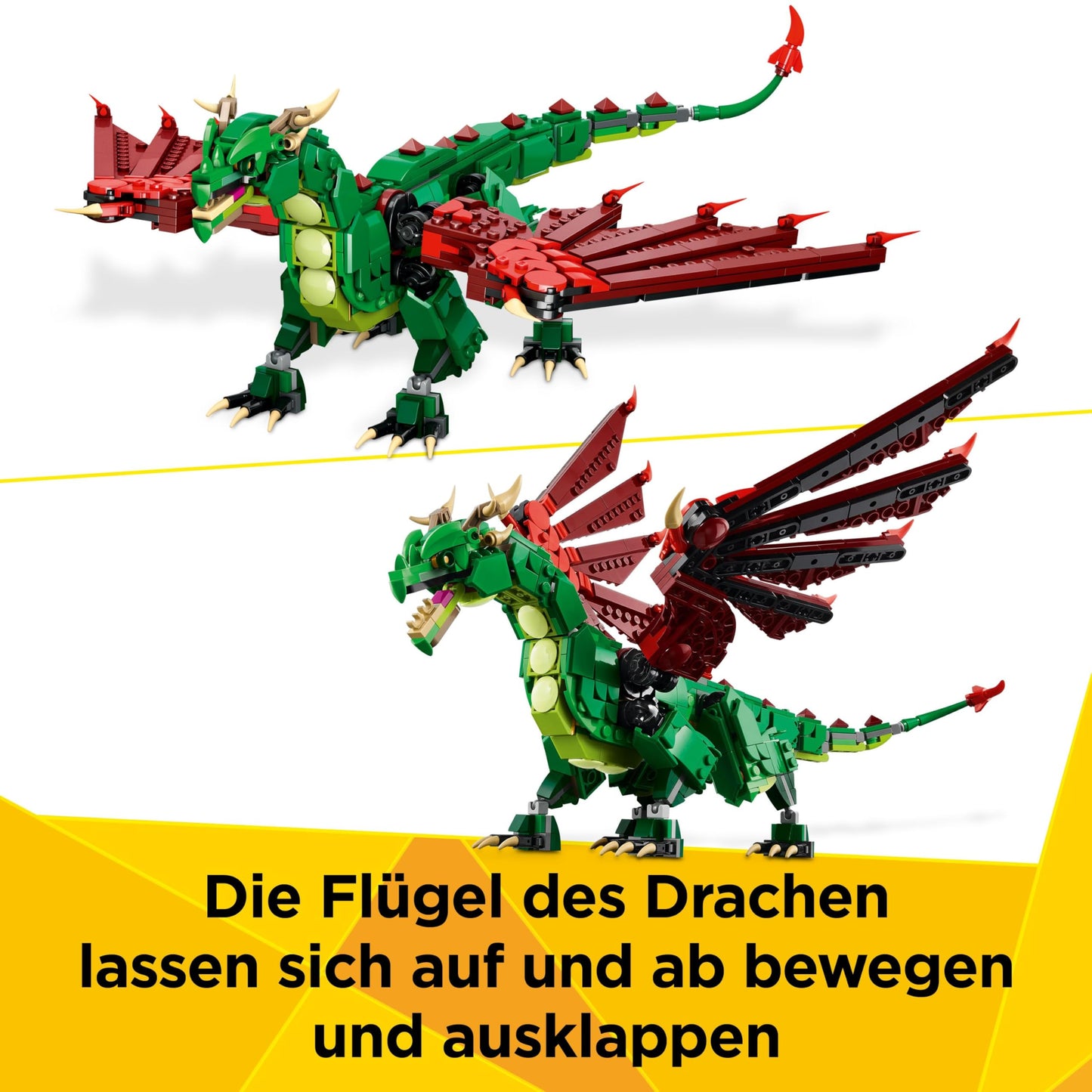 LEGO Creator 3in1 Green Dragon - Toy - Convertible into toy sea snake or phoenix figure - Building toy with animals for children - Birthday gift for boys and girls aged 9 and up 31161