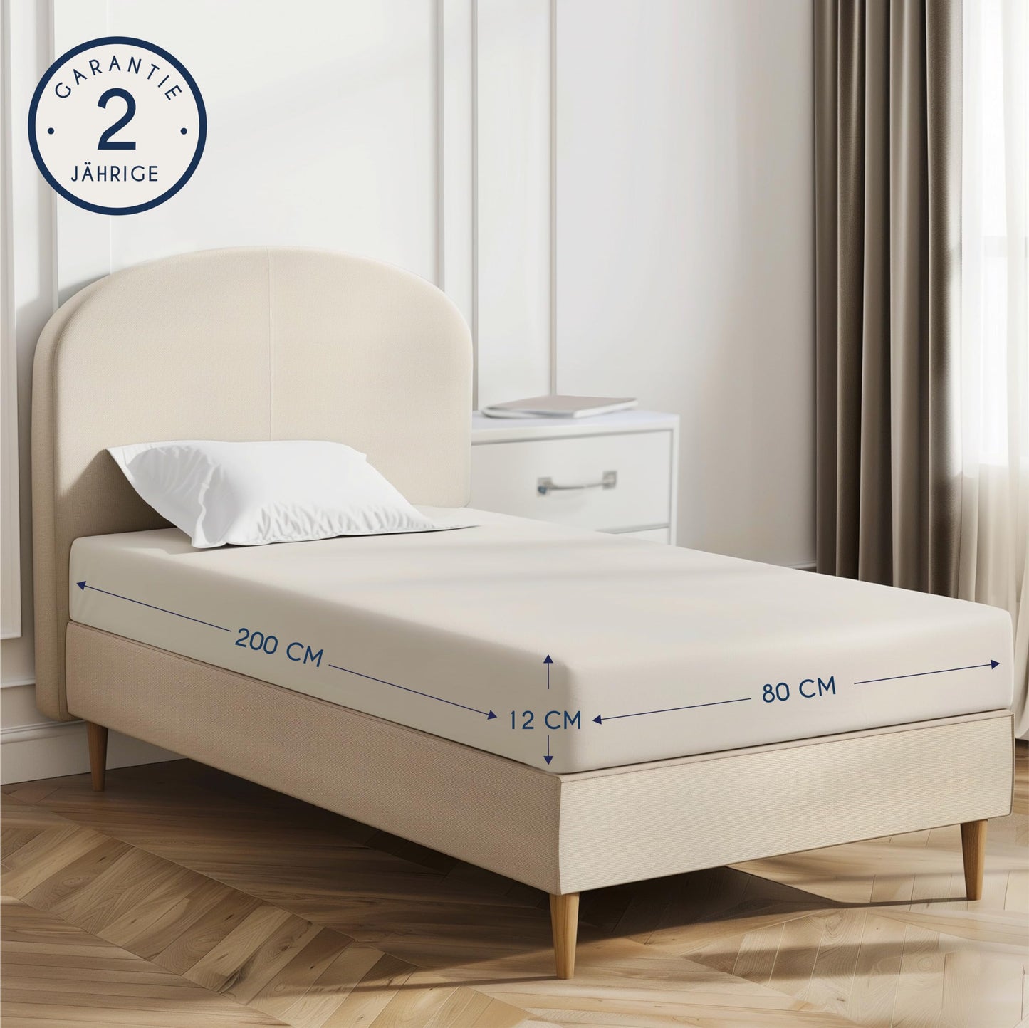 Dreamzie - fitted sheet 80x190/200cm - cotton Oeko Tex certified - beige - 100% jersey fitted sheet 80x190/200 - DHC_80x200_Bg_2
