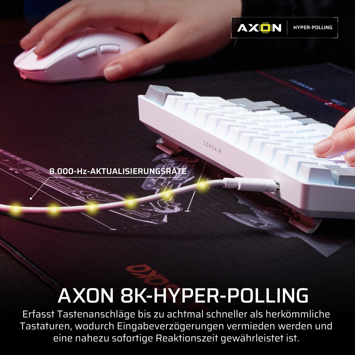 Corsair Clipper PRO MINI 60 SOCD Gaming-Tastatur cu efect Hall – Alb - CH-979111J-DE