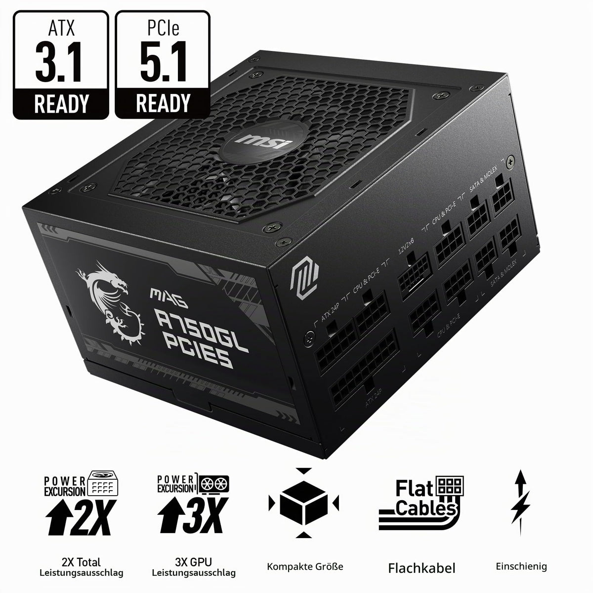 MSI MAG A750GL PCIE5-750W 80 Plus Gold sursă de alimentare - 306-7ZP8B11-CE0