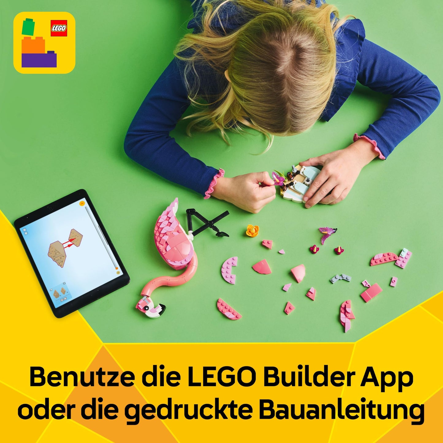 LEGO Creator 3in1 Wild Animals: Pink Flamingo - Convertible into Cockatoo Parrot Figure or Axolotl - Creative Birthday Gift for Girls & Boys from 8 Years - 31170