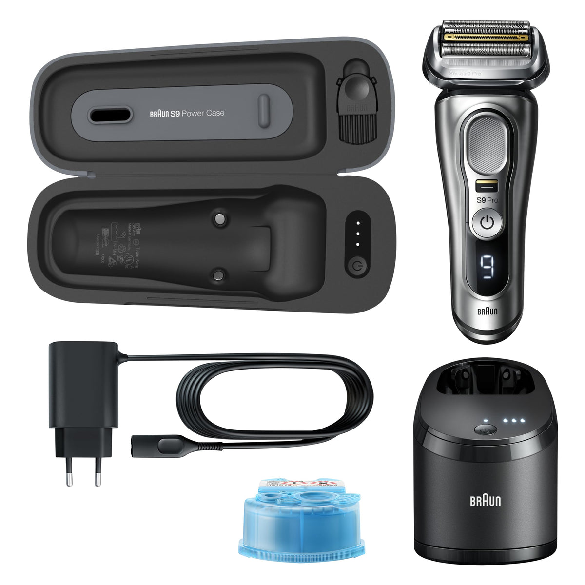 Braun Electric Shaver for Men Series 9, 9477cc, Silver - 4210201394723