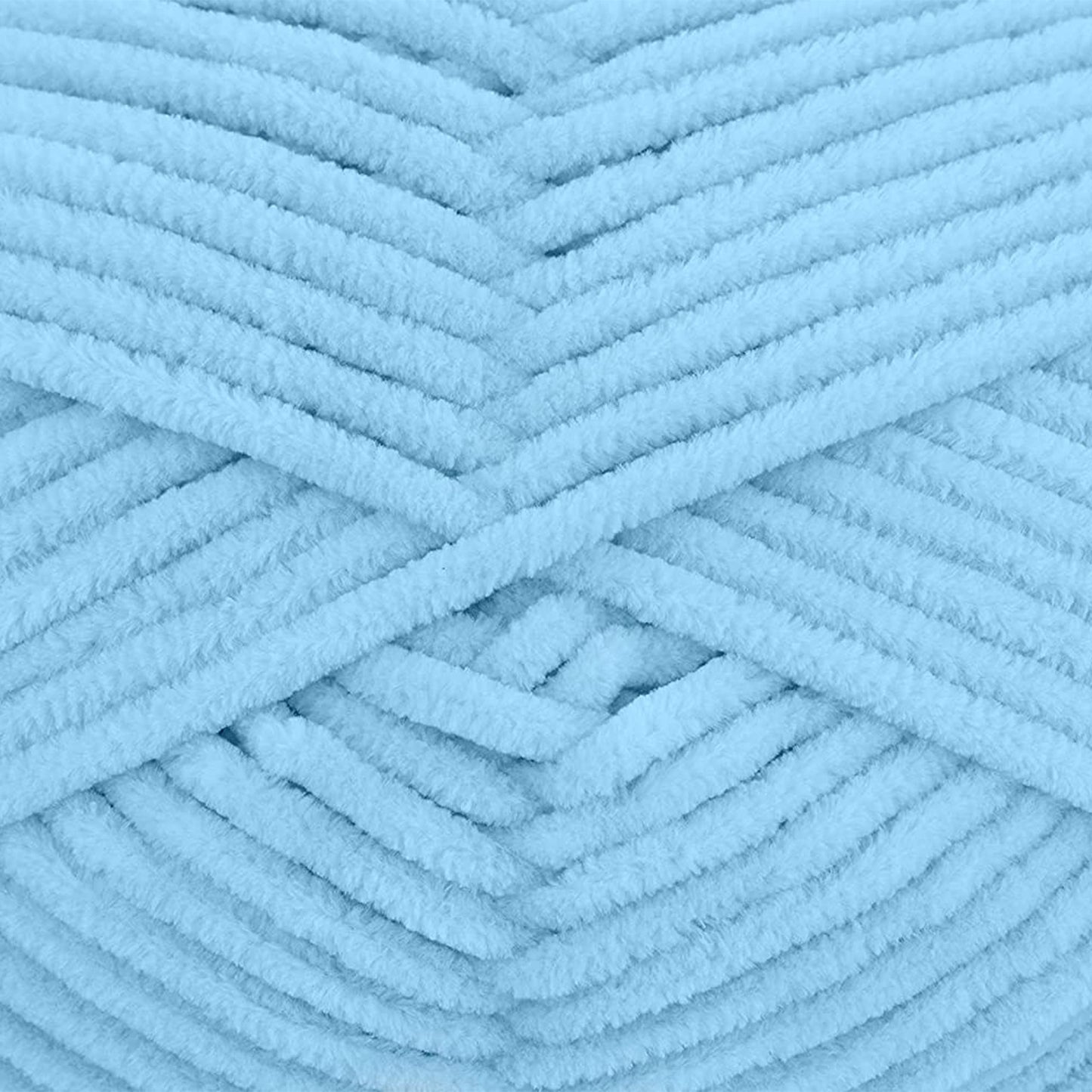 Gründl Wolle Funny uni - soft chenille wool for crocheting - cuddly and skin-friendly - 100% polyester - 10 balls 100 g / 120 m - needle size 5-6, pastel blue - 3442-03