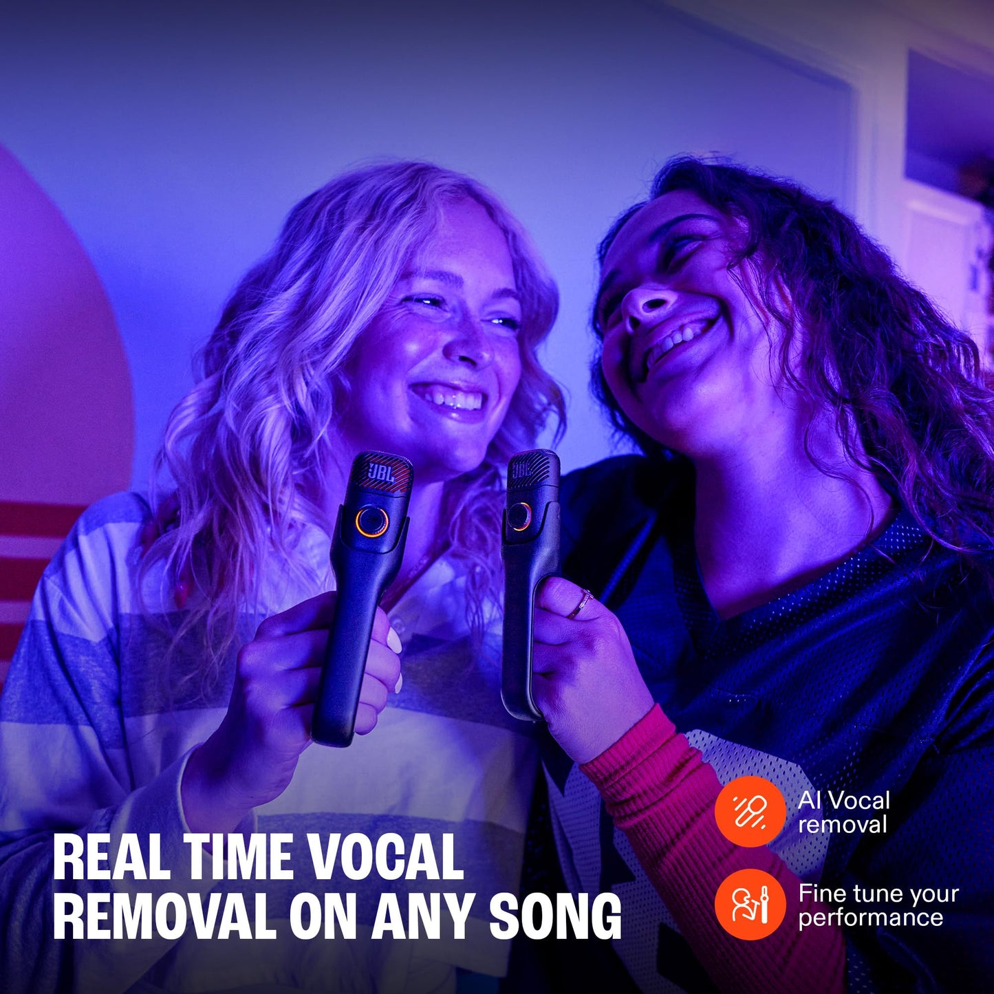 JBL EasySing Mic Mini AI-controlled microphone, real-time vocal removal, 6 hours playback time, removable handle, Bluetooth, USB-C, Aux, 2.4 GHz wireless connection, black - JBLESMICMINI