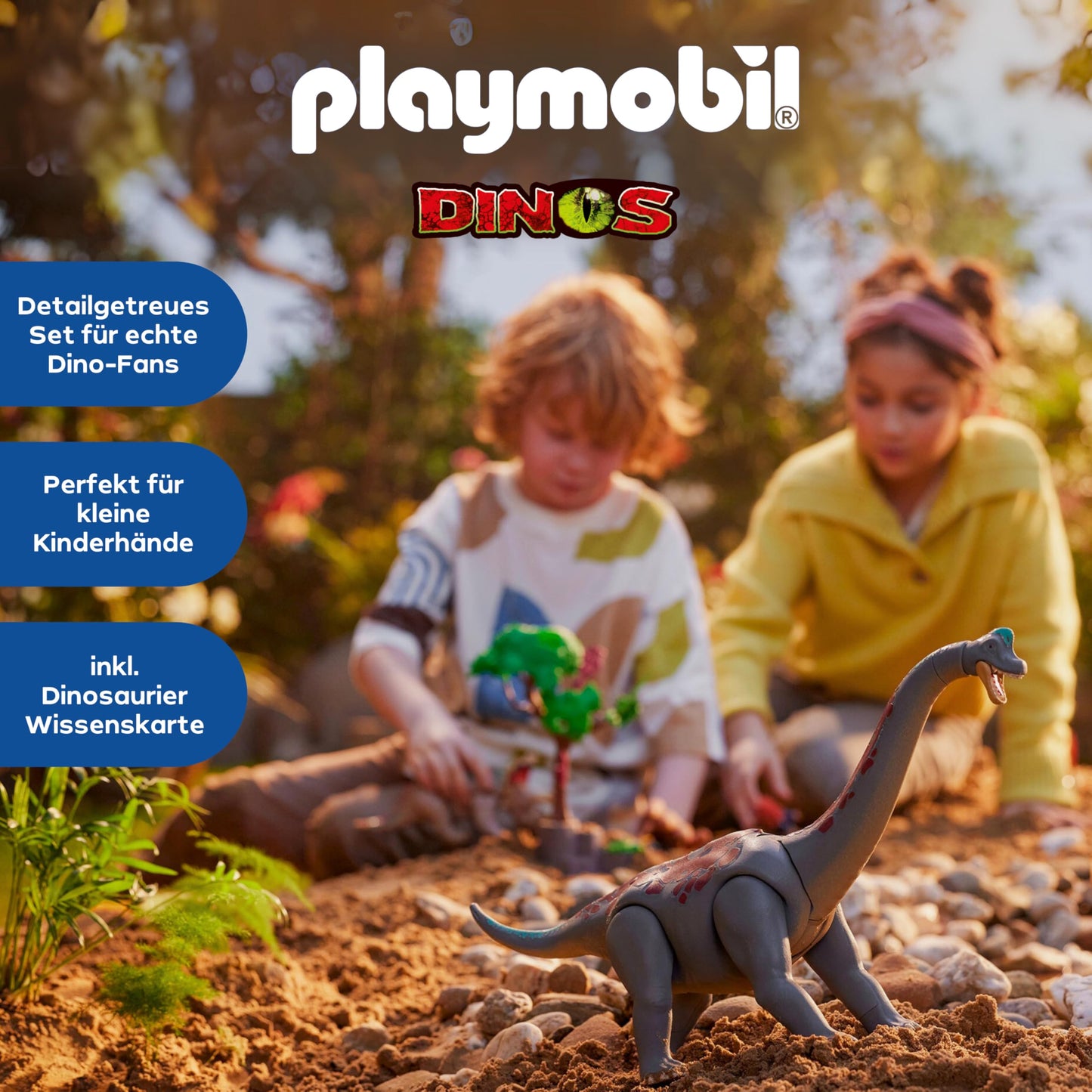 PLAYMOBIL | Dinosaurs | Brachiosaurus encounter with hovercraft | Dino playset | Dinosaur adventures for children aged 4 and up | 71819