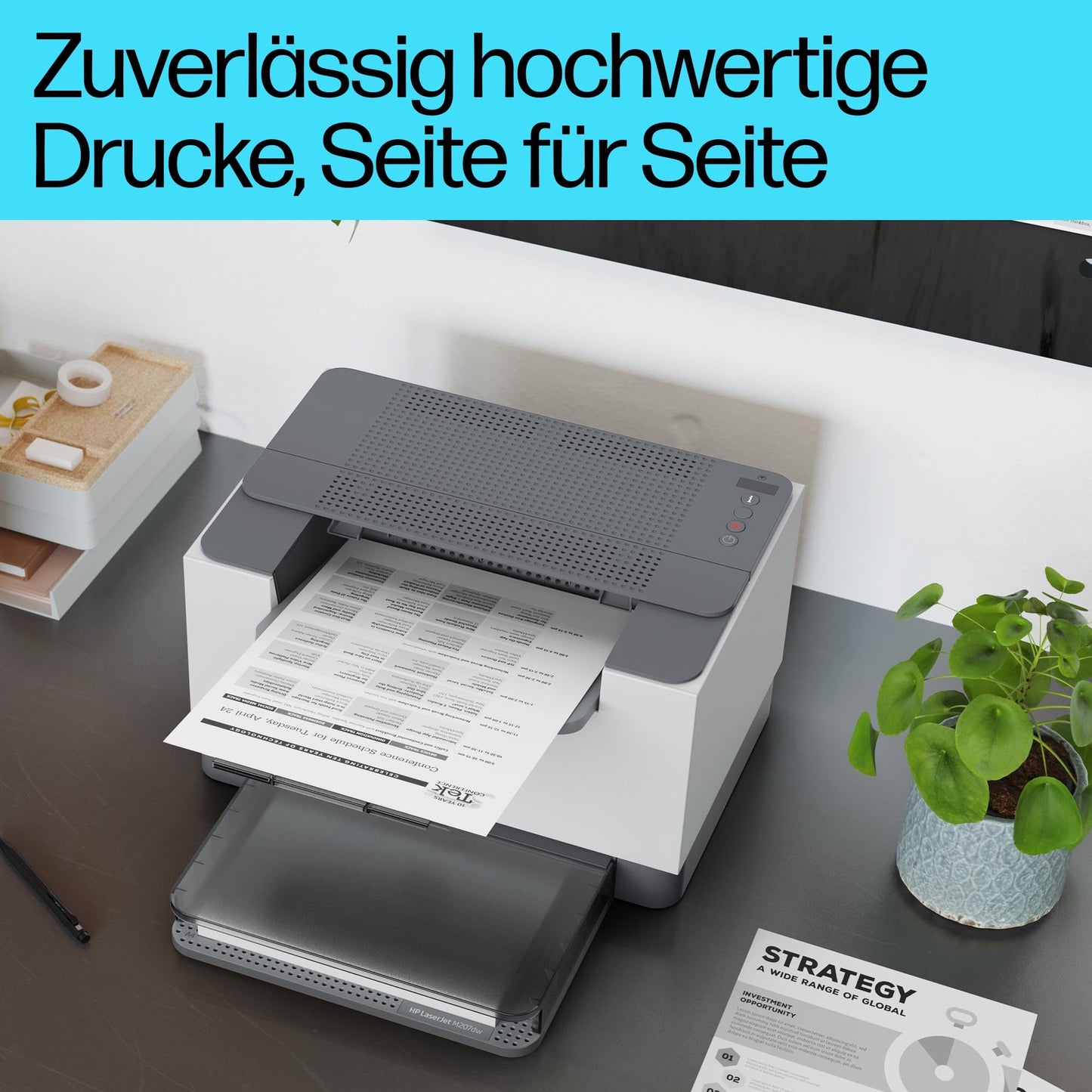HP LaserJet M207dw laser printer black and white, fast double-sided printing, dual-band Wi-Fi, USB, LAN, smart app, LED control panel - 8J9K9F#B19