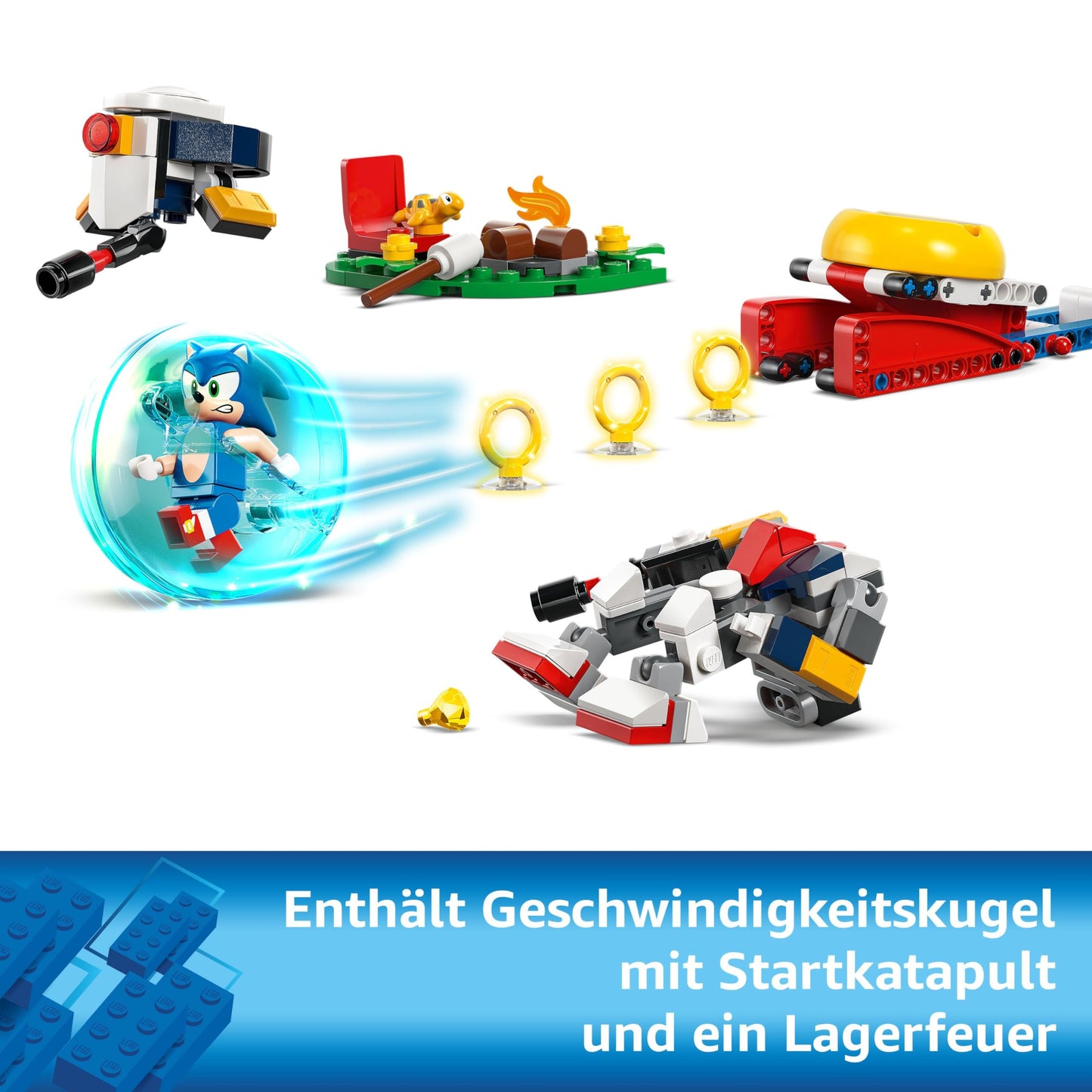 LEGO Sonic the Hedgehog: Sonic's Campfire Clash Set, Collectible Building Toy with 4 Characters, Gold Rings and a Chaos Emerald, Gifts for Gamers, Boys & Girls Aged 7 Plus 77001