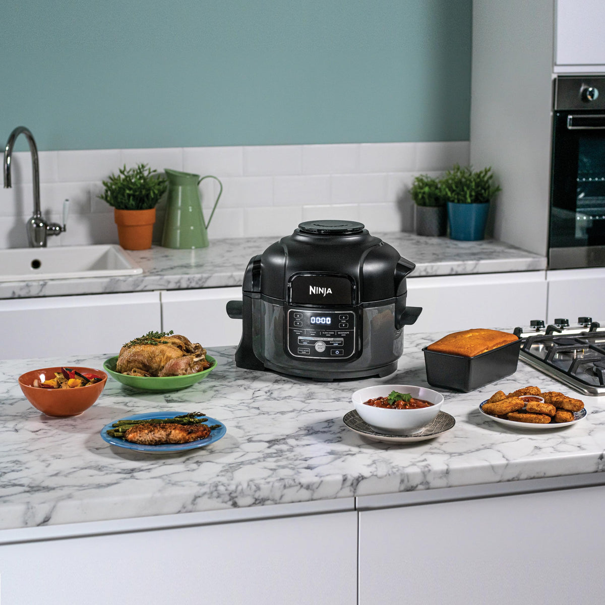 Ninja Foodi MINI Multicooker, 4.7L, 6-in-1 Multicooker, Pressure Cooker, Air Fryer, Slow Cooker, 1460W, Gray/Black OP100EU