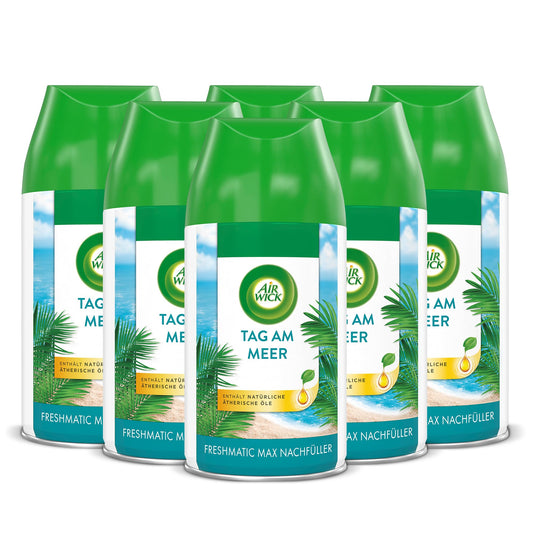 Air Wick Freshmatic Max – Refill Set – Automatic Room Spray – Room Fragrance Day at the Sea – 6 x 250 ml refills - 3234218
