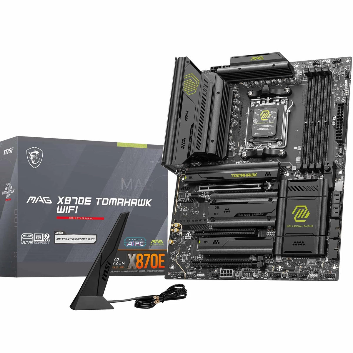 MSI MAG X870E Tomahawk WiFi Placă de bază, ATX - Suportă procesoare AMD Ryzen 9000/8000/7000, AM5-80A SPS VRM, DDR5 Memory Boost 8400+ MT/s (OC), PCIe 5.0 x16, M.2 Gen5, Wi-Fi 7, 5G LAN - 7E59-004R