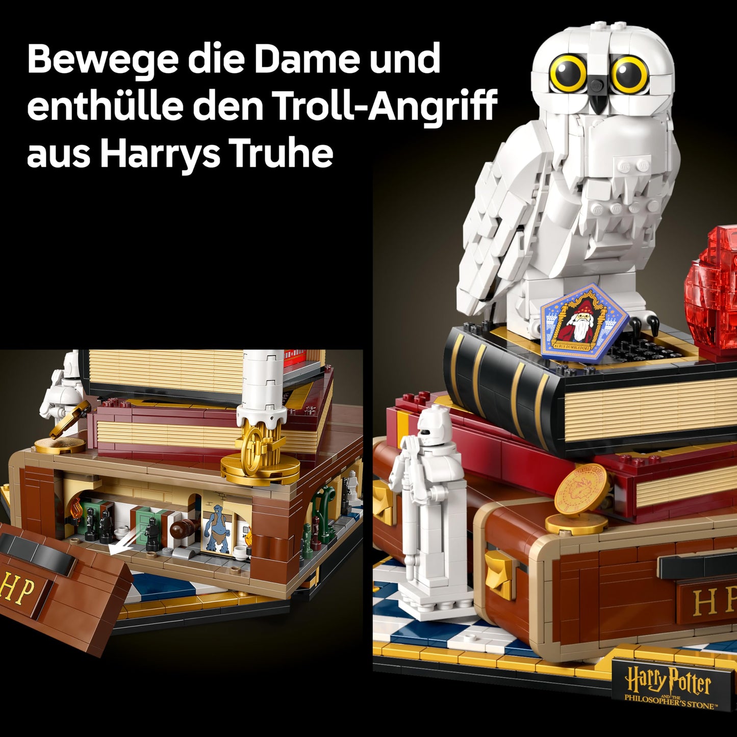LEGO Harry Potter Philosopher's Stone - Collector's Edition - DIY Decoration - Model Building with Miniature Film Scenes - Hedwig Owl Figure, 3 Minifigures - Gift for Men, Women and Fans - 76466