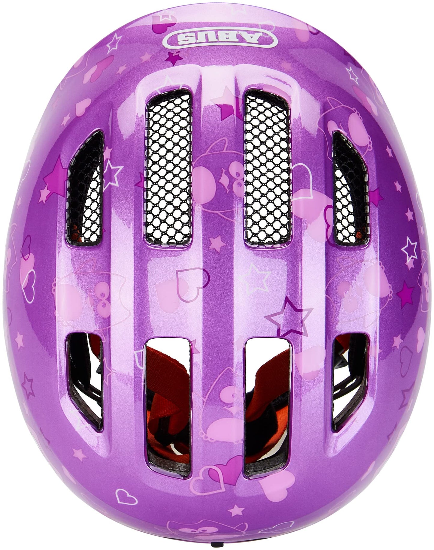 ABUS children's helmet Smiley 3.0 - bicycle helmet with a deep fit, child-friendly designs & space for a braid - for girls and boys - purple with owl pattern, size M - 67260