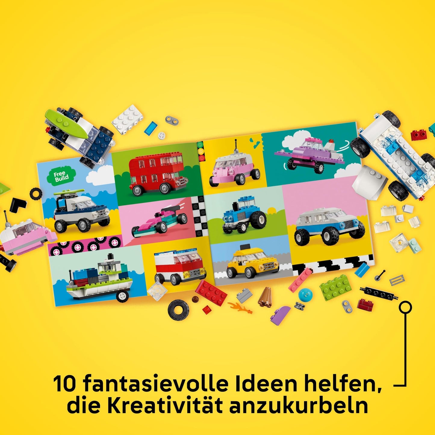 LEGO Classic Creative Vehicles, building block set for colorful model cars including trucks, police cars and construction vehicles, buildable toy cars for children, gift for boys and girls aged 5 and over 11036