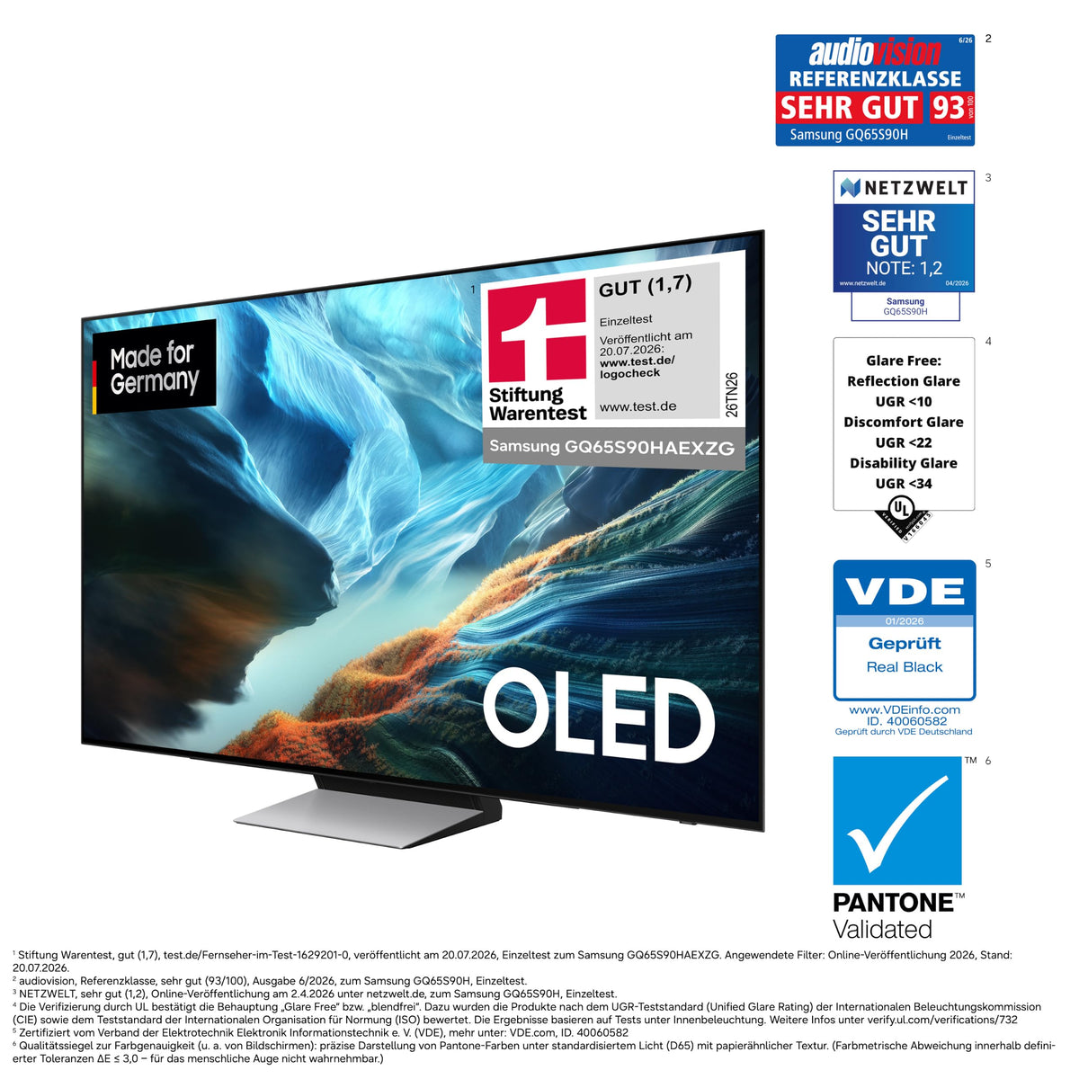 Samsung OLED S90H 4K 65 Zoll (163 cm), televizor UHD, Smart AI TV - GQ65S90HAE