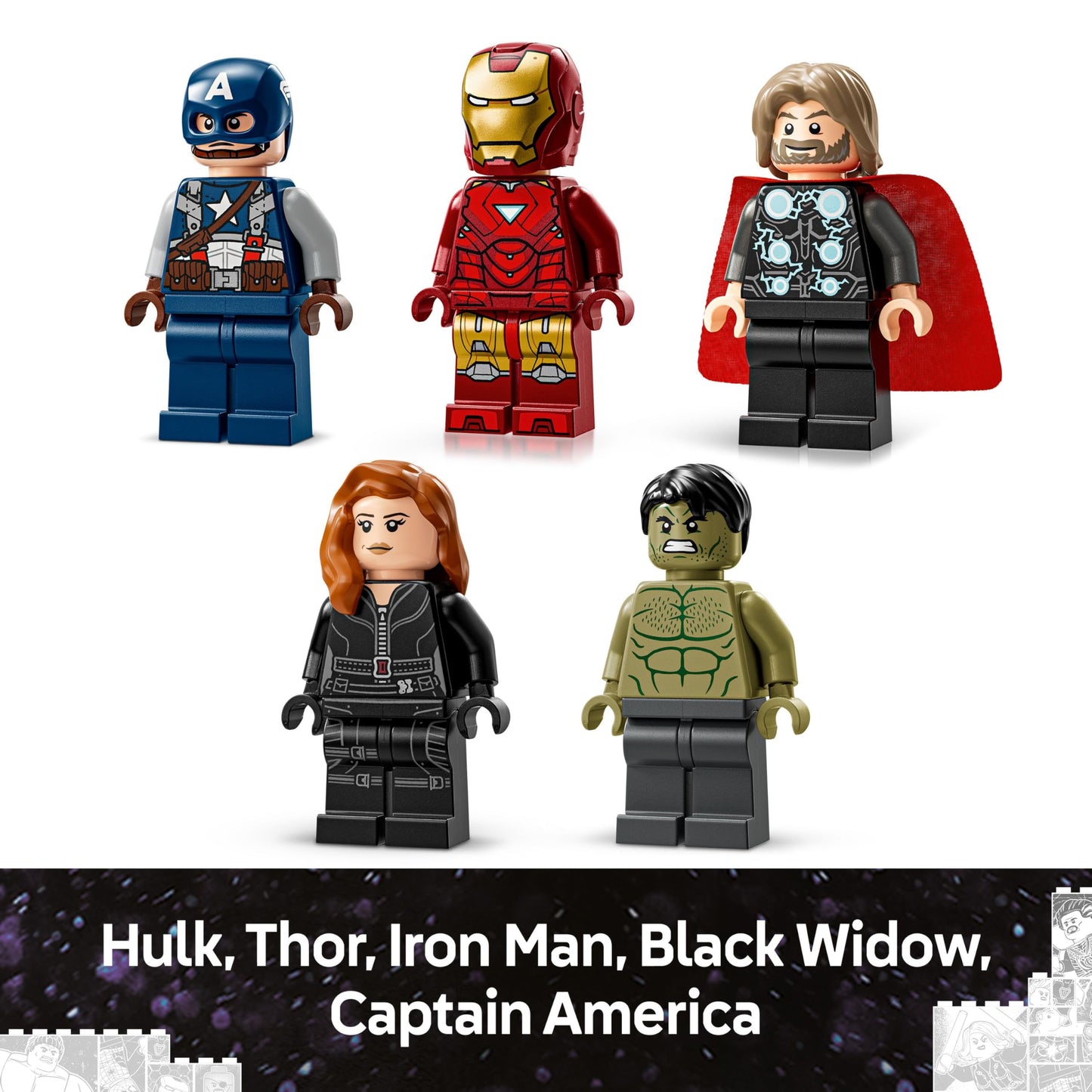 LEGO | Marvel: MARVEL logo & minifigures - collector's item including Hulk, Thor, Iron Man, Black Widow and Captain America - building set with Avengers figures - gift for boys and girls aged 12 and over - 76313