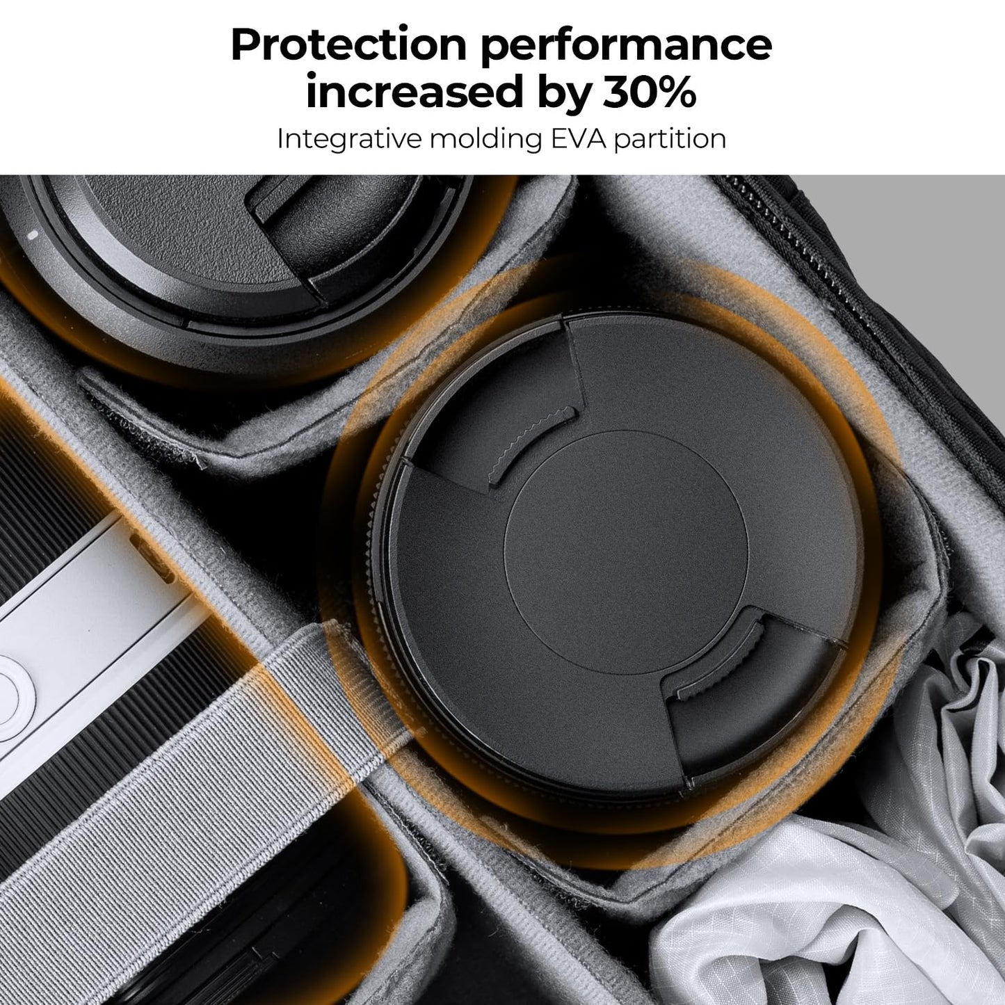 K&F CONCEPT Photo Backpack Waterproof Camera Bag Camera Backpack with Laptop Compartment Compatible with Canon Sony Nikon Olympus SLR/DSLR Camera, Lens and Accessories, Size M (Black+Orange) - KF13.140