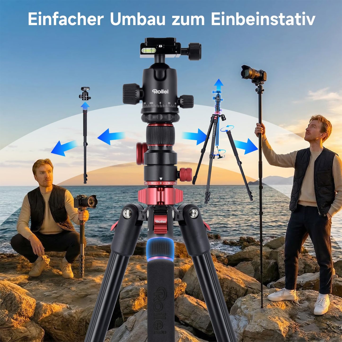 Rollei Compact Traveler No.2 XL photo tripod camera with extension arm 213cm - 26978