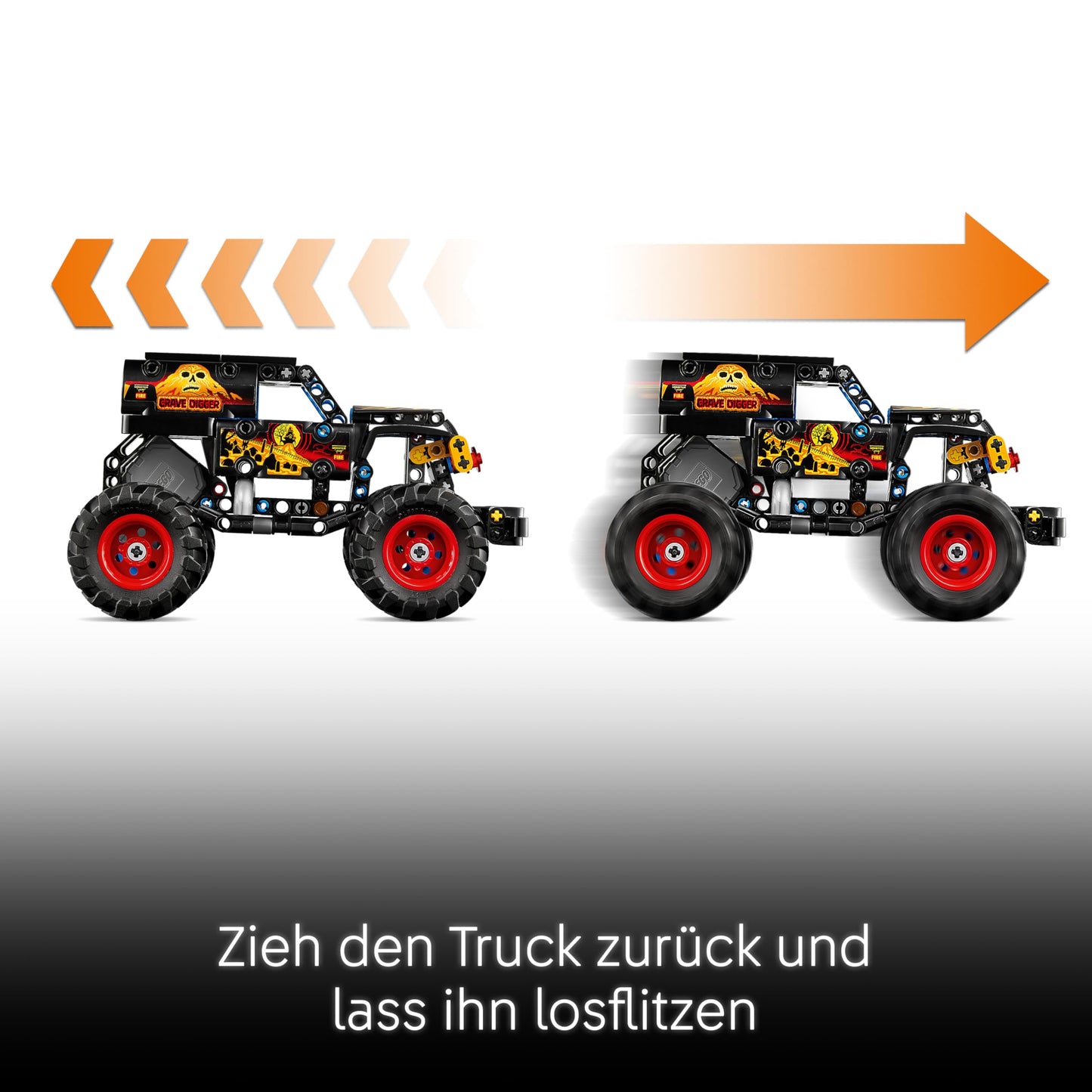 LEGO Technic Monster Jam Grave Digger Fire and ICE - Monster truck model building & construction toy with pull-back motor - Toys for children, girls & boys - Gifts for children - 42219