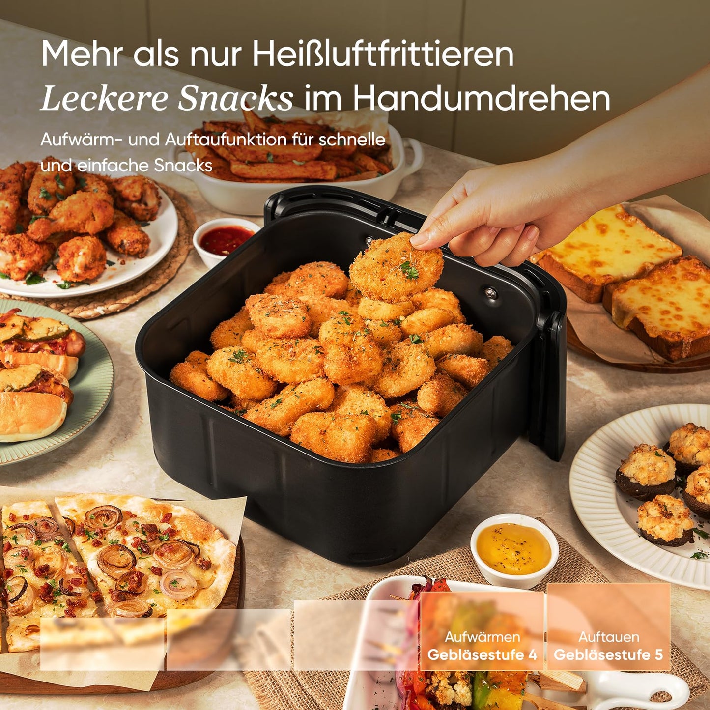 Cosori Turboblaze Airfryer hot air fryer, 9-in-1 Air Fryer XXL 6L, quiet DC motor with 5 speed levels