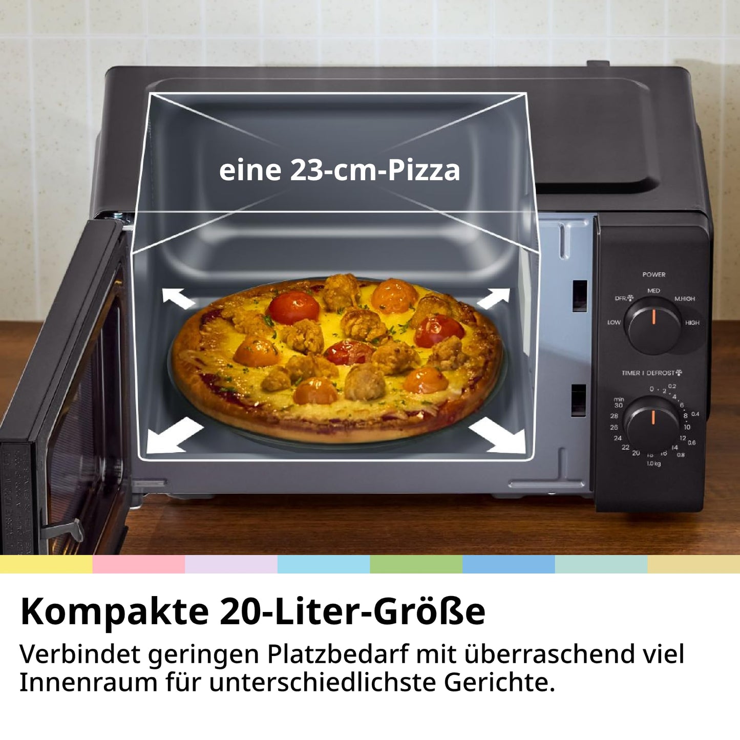 Comfee CMO-MP012ND(BK) Freestanding microwave, 20L compact in black, 700W small microwave with 5 power levels, turntable, defrost function for singles, student dormitories & small kitchens