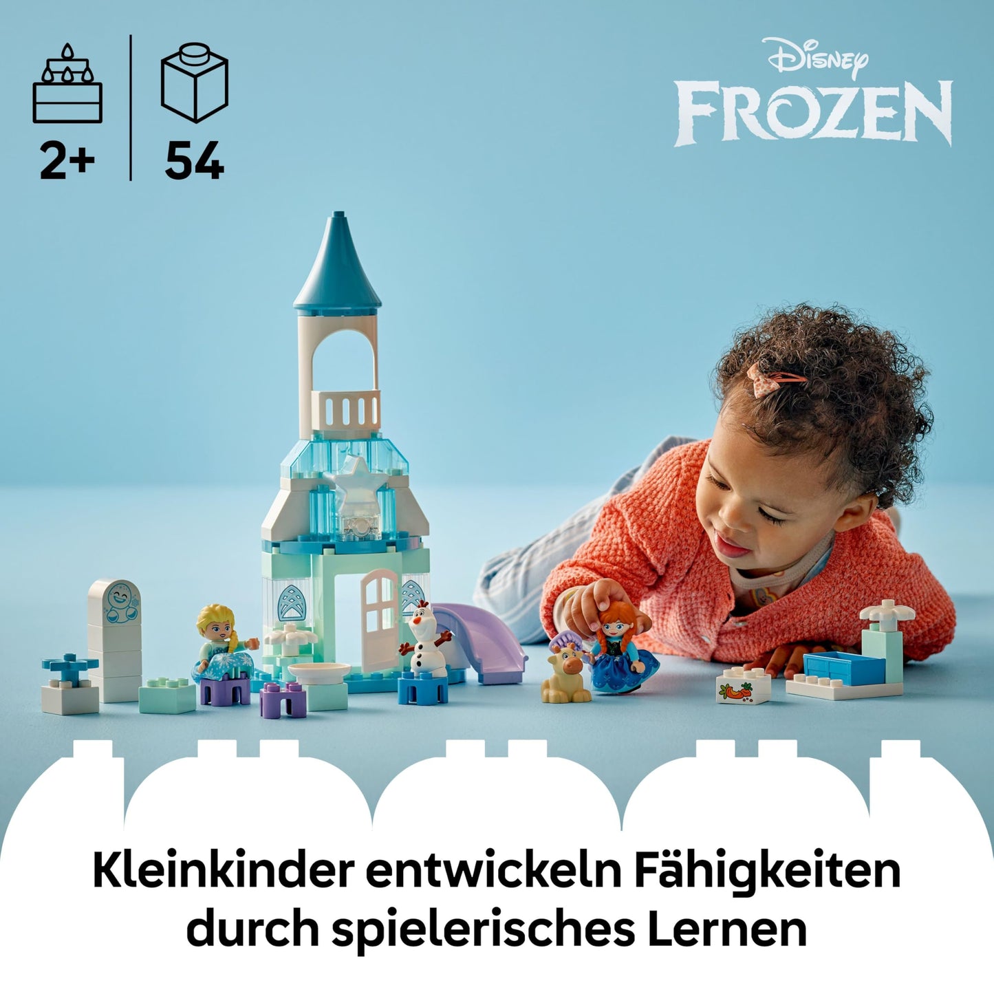 LEGO DUPLO │ Disney Anna and Elsa's Party in the Ice Palace - Frozen toy with ELSA figure, light brick & accessories - toddler motor skills toy from 2 years - minifigures for girls and boys - 10455