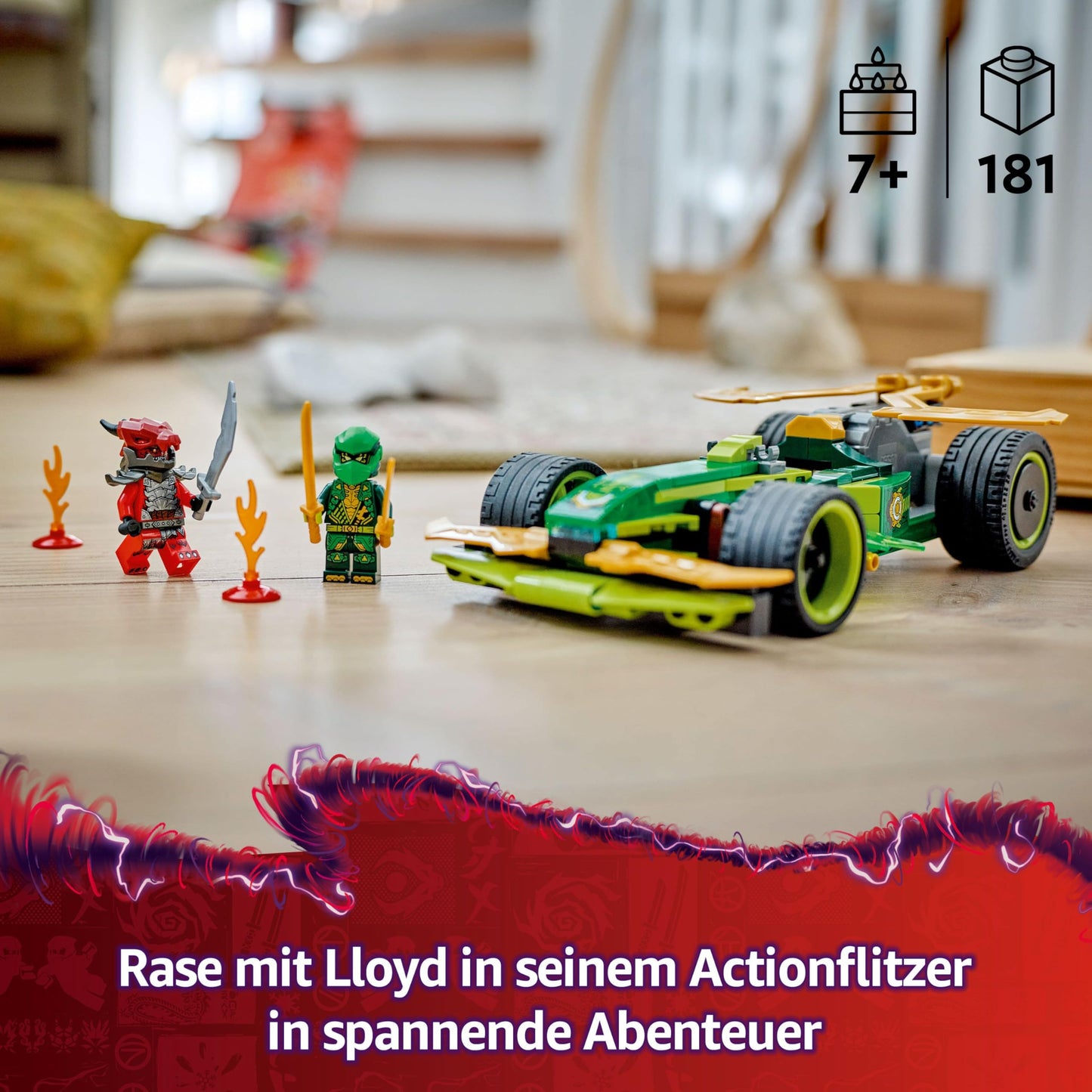 LEGO NINJAGO Lloyd's action car - car building toy with 2 minifigures for role play, buildable toy car for children - gift for boys and girls aged 7 and over 71828
